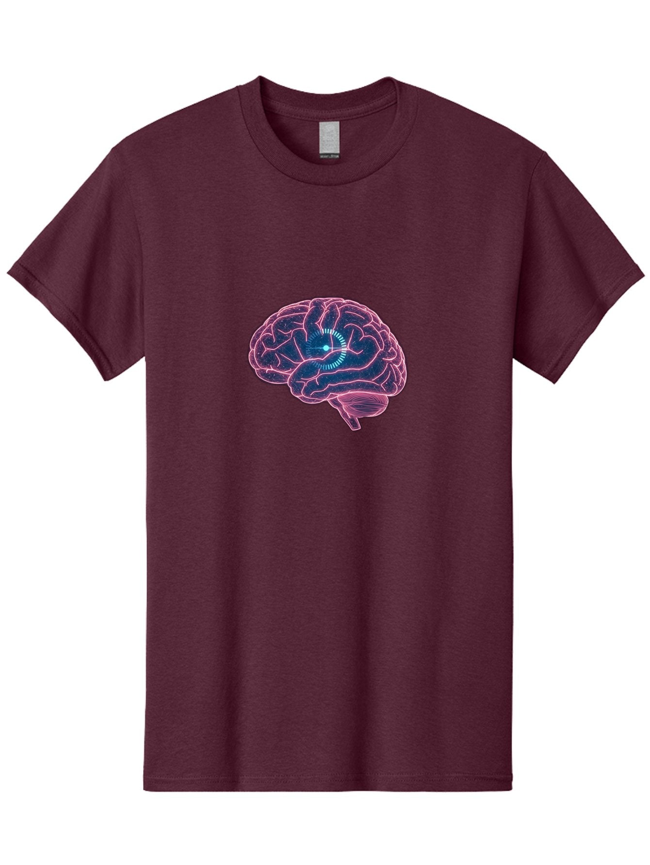 Human-Brain Men'S Graphic Tee, 100% Cotton, Comfortable Casual Summer Wear, Machine Washable, Human Brain, Cognitive Function, Neuroscience, Brain Function, Thought Process, Intelligence, Pink Outline, Blue Glow, Concentrated Thought Baa850 4