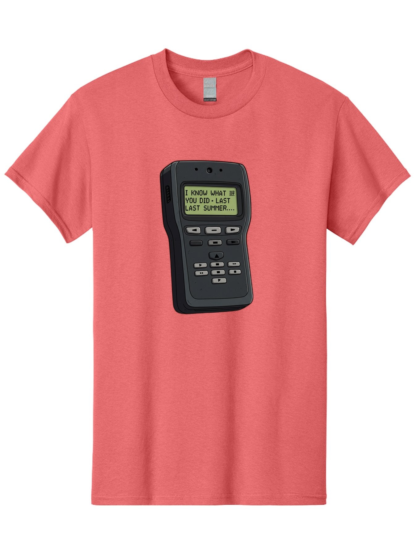 I-Know-What-You-Did-Last-Summer-Pager Men'S Graphic Tee, 100% Cotton, Comfortable Casual Summer Wear, Machine Washable, Black Digital Answering Machine, Ominous Message, Horror Theme, Retro Tech, Spooky Atmosphere, Baa853 7