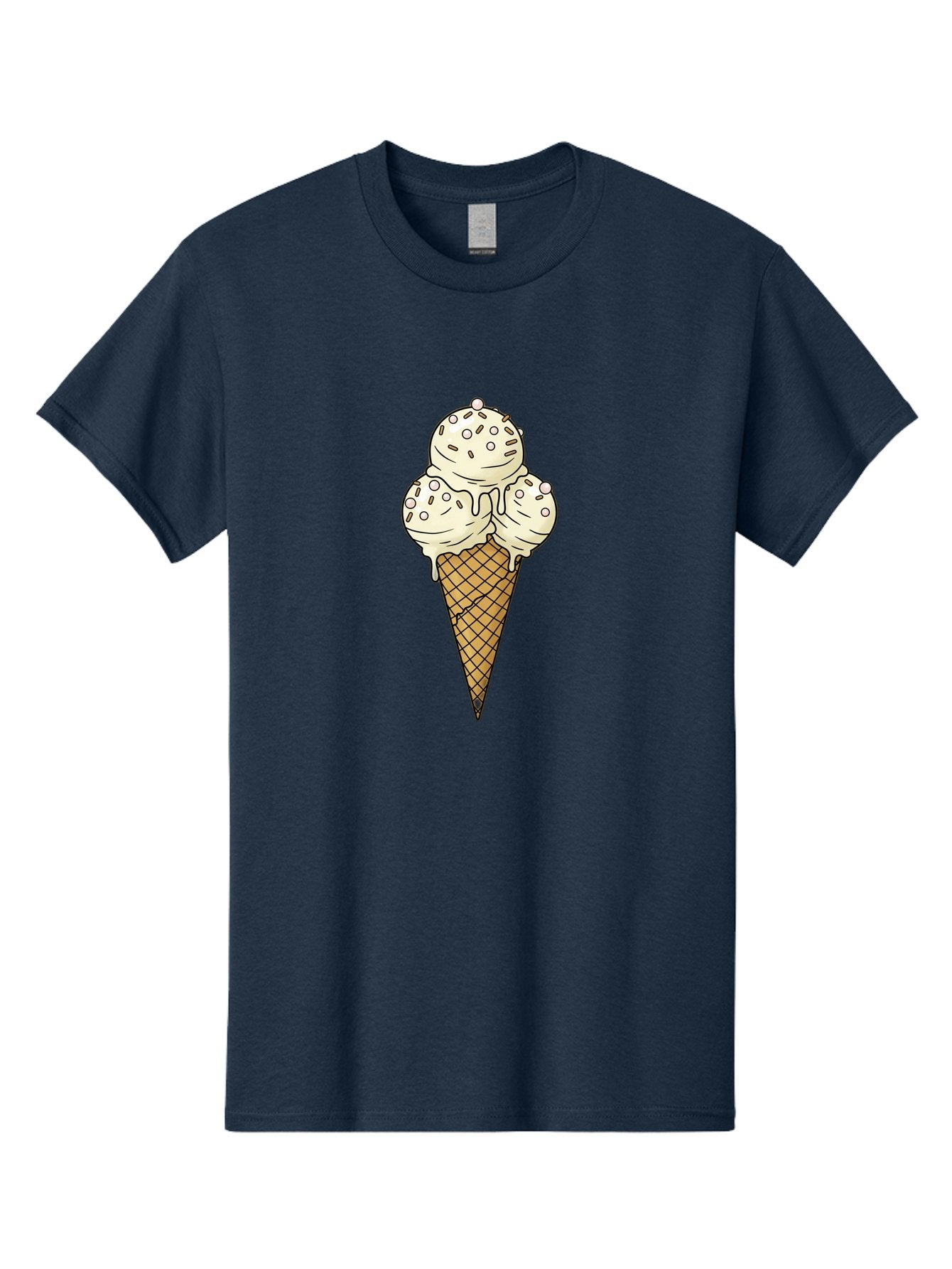 Ice-Cream-Cone-12 Men'S Graphic Tee, 100% Cotton, Comfortable Casual Summer Wear, Machine Washable, Ice Cream Cone, Three Scoops, Melting Ice Cream, Waffle Cone, Sweet Treat, Dessert Illustration, Creamy Texture, Chocolate Chips, Baa857 10