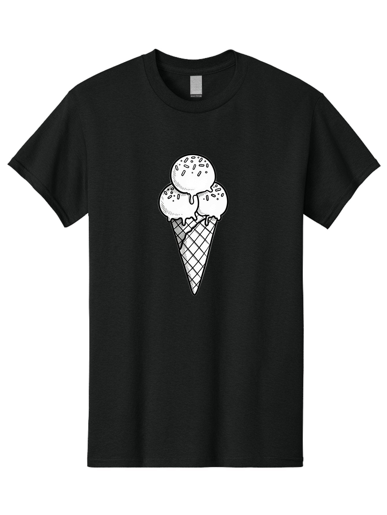 Ice-Cream-Cone-13 Men'S Graphic Tee, 100% Cotton, Comfortable Casual Summer Wear, Machine Washable, Ice Cream Cone, Three Scoops, Melting Ice Cream, Sweet Treats, Dessert Ideas, Ice Cream Lovers, Hand-Drawn Illustration, Sprinkles, Waffle Cone Baa858 15