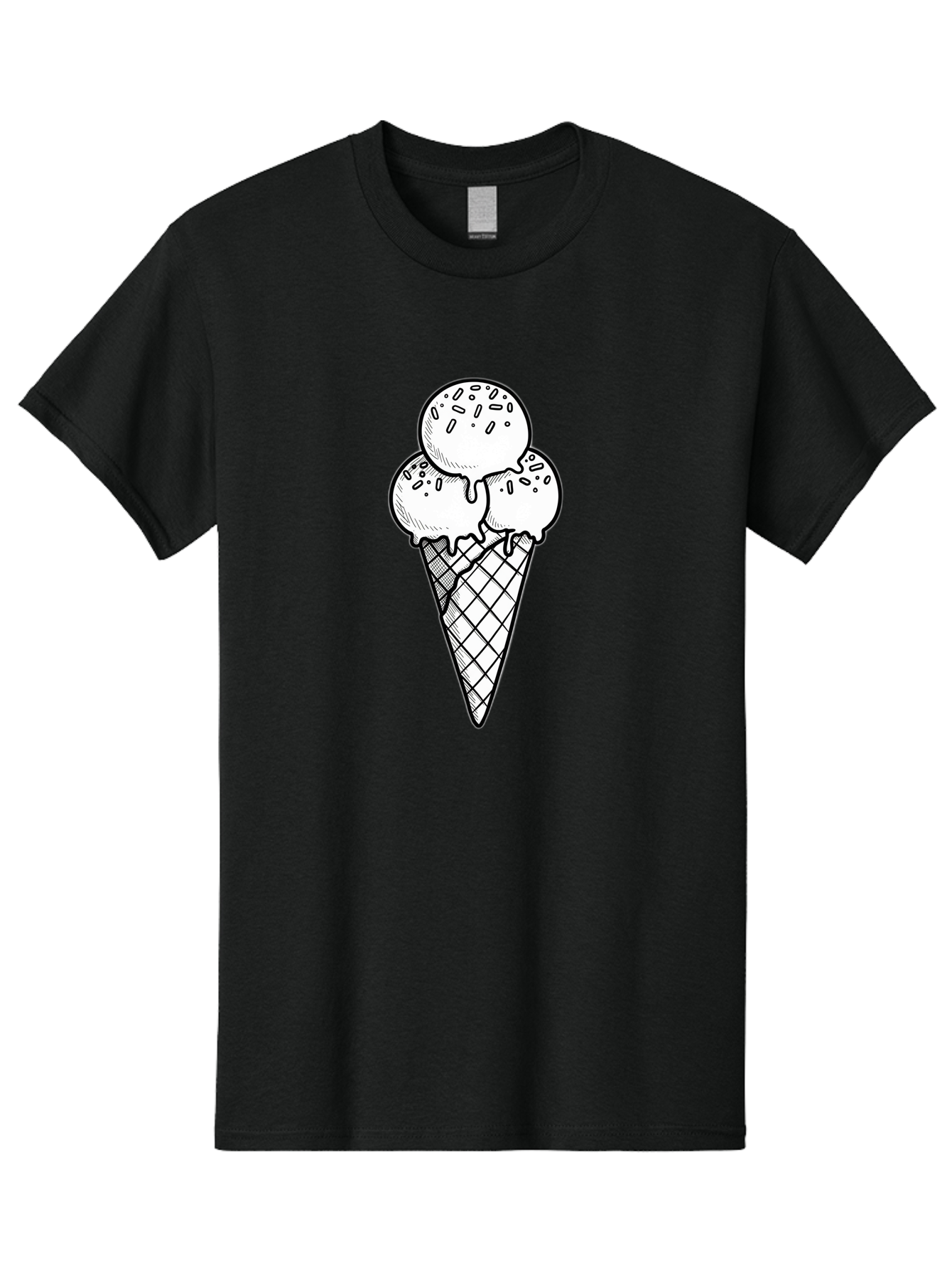 Ice-Cream-Cone-13 Men'S Graphic Tee, 100% Cotton, Comfortable Casual Summer Wear, Machine Washable, Ice Cream Cone, Three Scoops, Melting Ice Cream, Sweet Treats, Dessert Ideas, Ice Cream Lovers, Hand-Drawn Illustration, Sprinkles, Waffle Cone Baa858