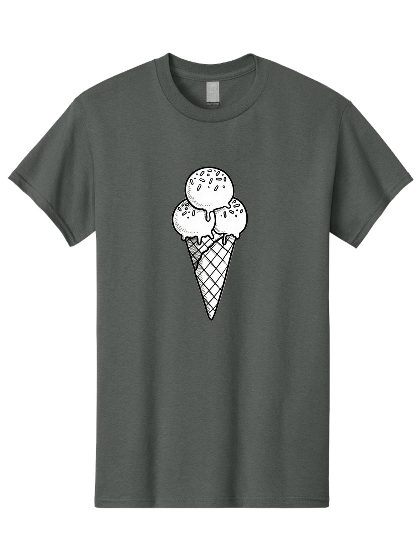 Ice-Cream-Cone-13 Men'S Graphic Tee, 100% Cotton, Comfortable Casual Summer Wear, Machine Washable, Ice Cream Cone, Three Scoops, Melting Ice Cream, Sweet Treats, Dessert Ideas, Ice Cream Lovers, Hand-Drawn Illustration, Sprinkles, Waffle Cone Baa858 9