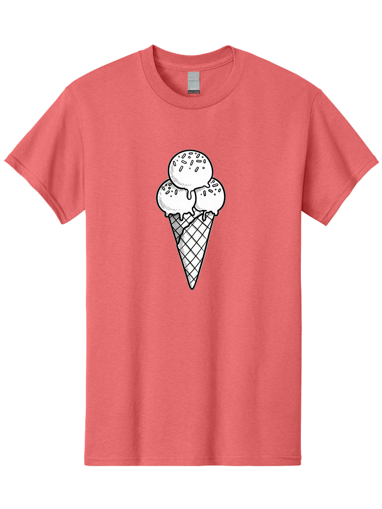 Ice-Cream-Cone-13 Men'S Graphic Tee, 100% Cotton, Comfortable Casual Summer Wear, Machine Washable, Ice Cream Cone, Three Scoops, Melting Ice Cream, Sweet Treats, Dessert Ideas, Ice Cream Lovers, Hand-Drawn Illustration, Sprinkles, Waffle Cone Baa858 5