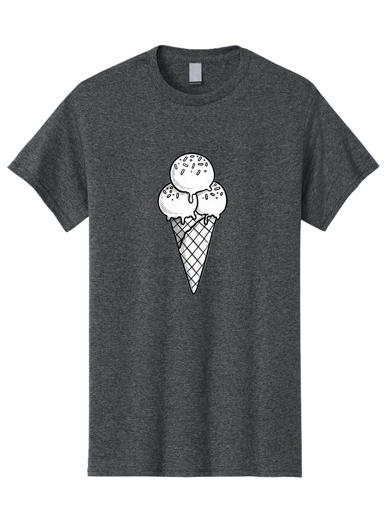 Ice-Cream-Cone-13 Men'S Graphic Tee, 100% Cotton, Comfortable Casual Summer Wear, Machine Washable, Ice Cream Cone, Three Scoops, Melting Ice Cream, Sweet Treats, Dessert Ideas, Ice Cream Lovers, Hand-Drawn Illustration, Sprinkles, Waffle Cone Baa858 7