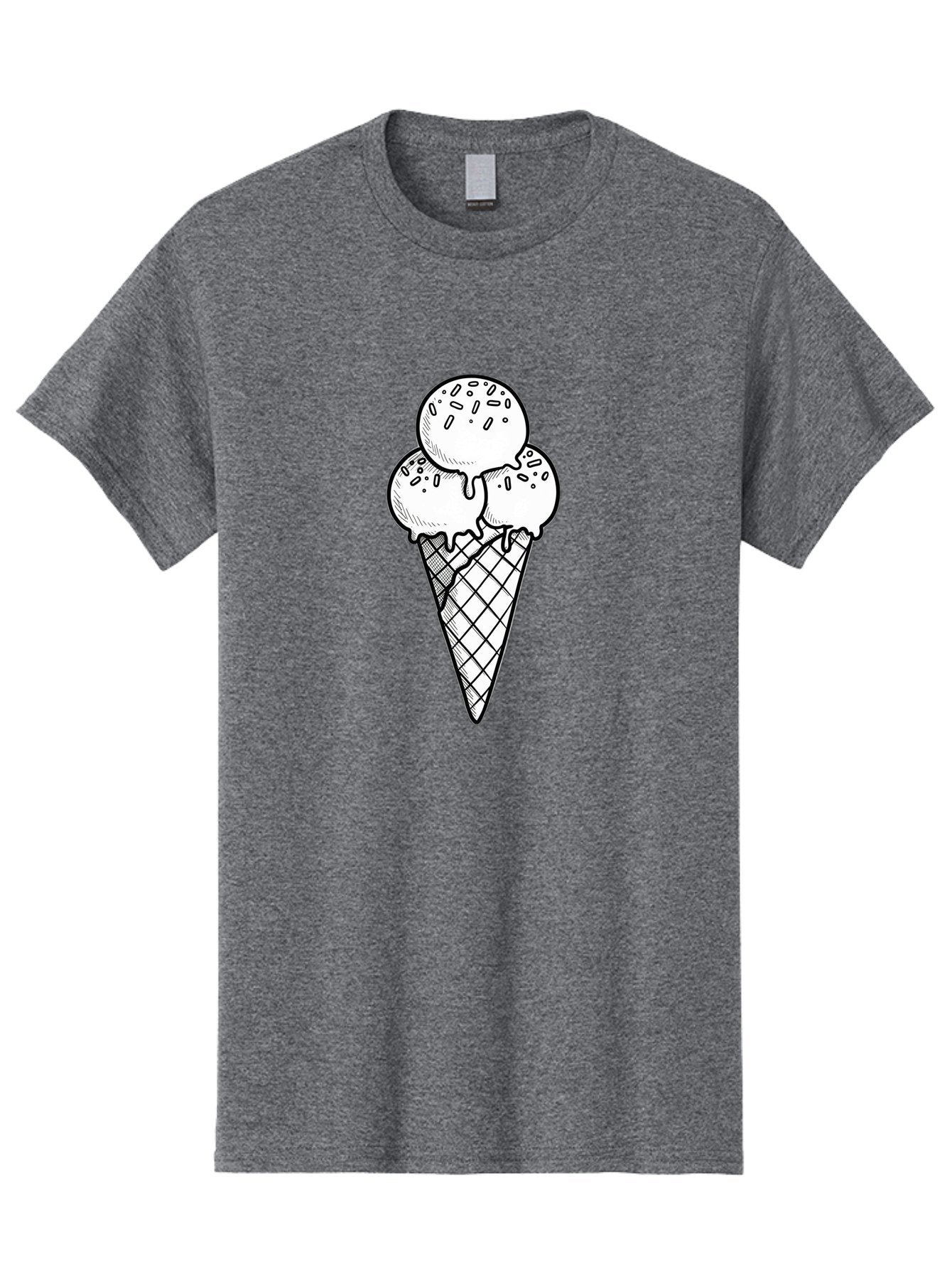 Ice-Cream-Cone-13 Men'S Graphic Tee, 100% Cotton, Comfortable Casual Summer Wear, Machine Washable, Ice Cream Cone, Three Scoops, Melting Ice Cream, Sweet Treats, Dessert Ideas, Ice Cream Lovers, Hand-Drawn Illustration, Sprinkles, Waffle Cone Baa858 10