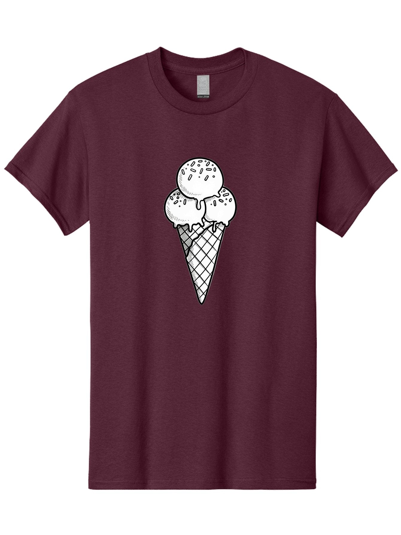 Ice-Cream-Cone-13 Men'S Graphic Tee, 100% Cotton, Comfortable Casual Summer Wear, Machine Washable, Ice Cream Cone, Three Scoops, Melting Ice Cream, Sweet Treats, Dessert Ideas, Ice Cream Lovers, Hand-Drawn Illustration, Sprinkles, Waffle Cone Baa858 8