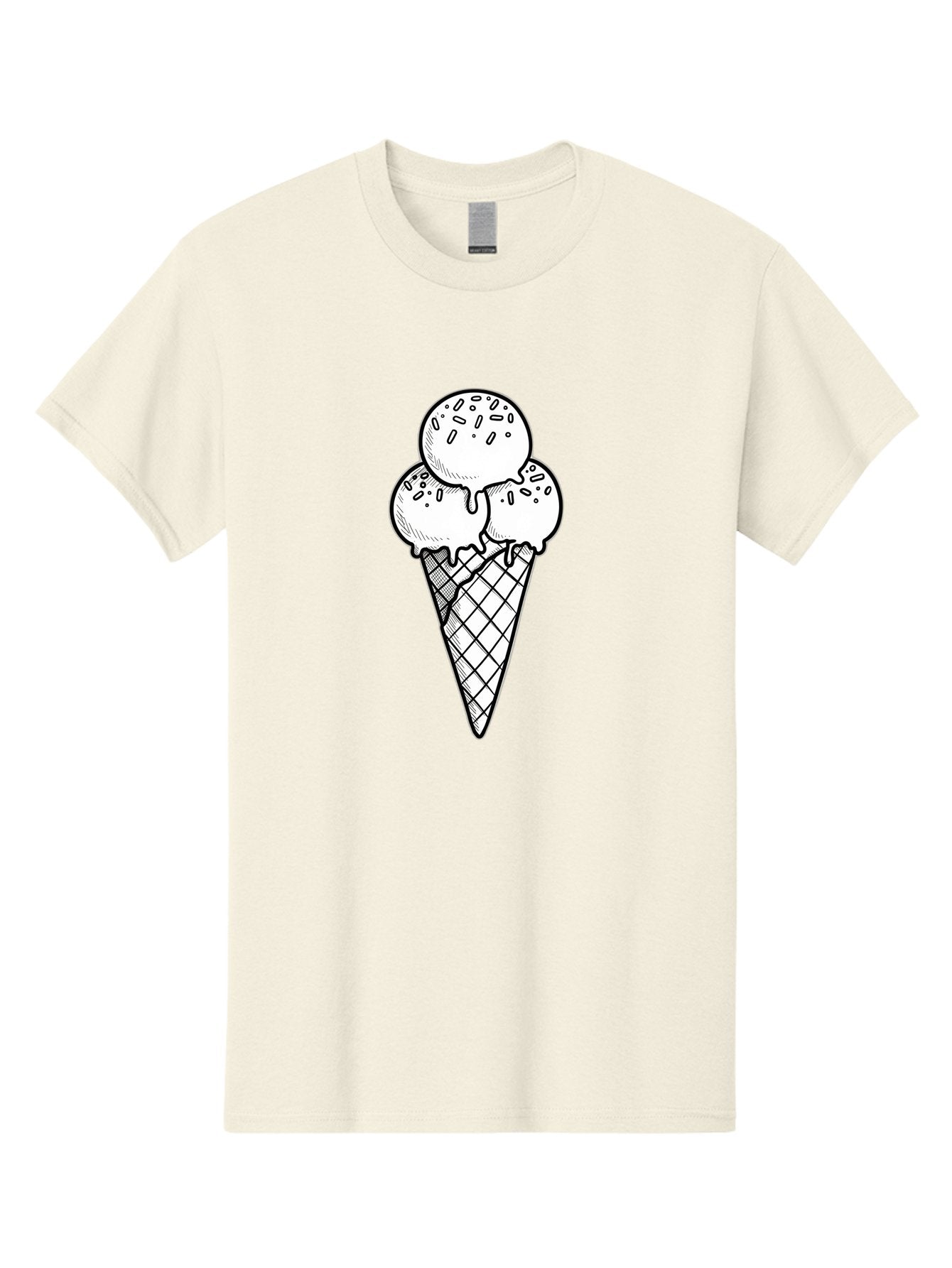 Ice-Cream-Cone-13 Men'S Graphic Tee, 100% Cotton, Comfortable Casual Summer Wear, Machine Washable, Ice Cream Cone, Three Scoops, Melting Ice Cream, Sweet Treats, Dessert Ideas, Ice Cream Lovers, Hand-Drawn Illustration, Sprinkles, Waffle Cone Baa858