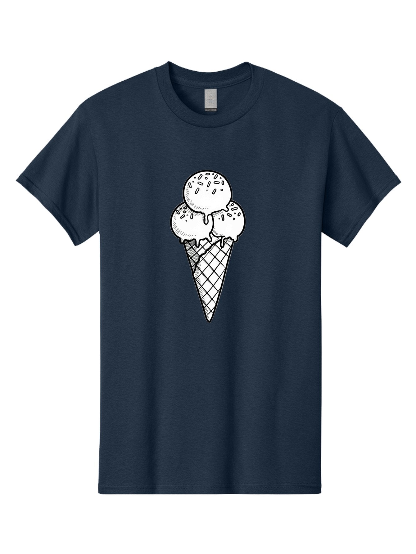 Ice-Cream-Cone-13 Men'S Graphic Tee, 100% Cotton, Comfortable Casual Summer Wear, Machine Washable, Ice Cream Cone, Three Scoops, Melting Ice Cream, Sweet Treats, Dessert Ideas, Ice Cream Lovers, Hand-Drawn Illustration, Sprinkles, Waffle Cone Baa858 13
