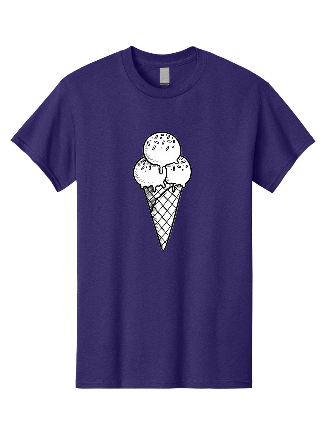 Ice-Cream-Cone-13 Men'S Graphic Tee, 100% Cotton, Comfortable Casual Summer Wear, Machine Washable, Ice Cream Cone, Three Scoops, Melting Ice Cream, Sweet Treats, Dessert Ideas, Ice Cream Lovers, Hand-Drawn Illustration, Sprinkles, Waffle Cone Baa858 14