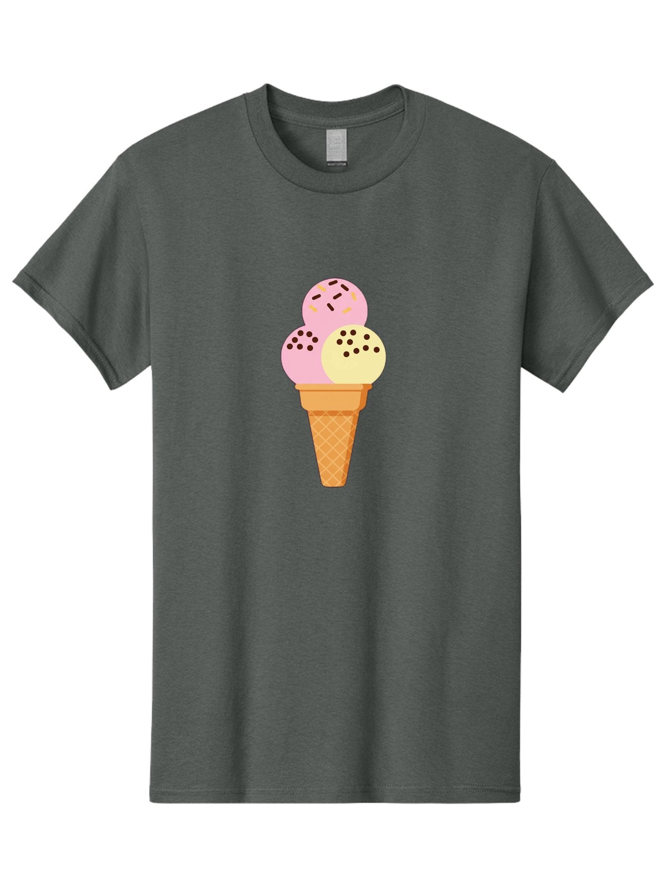 Ice-Cream-Cone-15 Men'S Graphic Tee, 100% Cotton, Comfortable Casual Summer Wear, Machine Washable, Ice Cream Cone, Three Scoops, Pink And Yellow Ice Cream, Chocolate Chips, Sprinkles, Frozen Dessert, Sweet Treat, Dessert Lover, Baa860 11