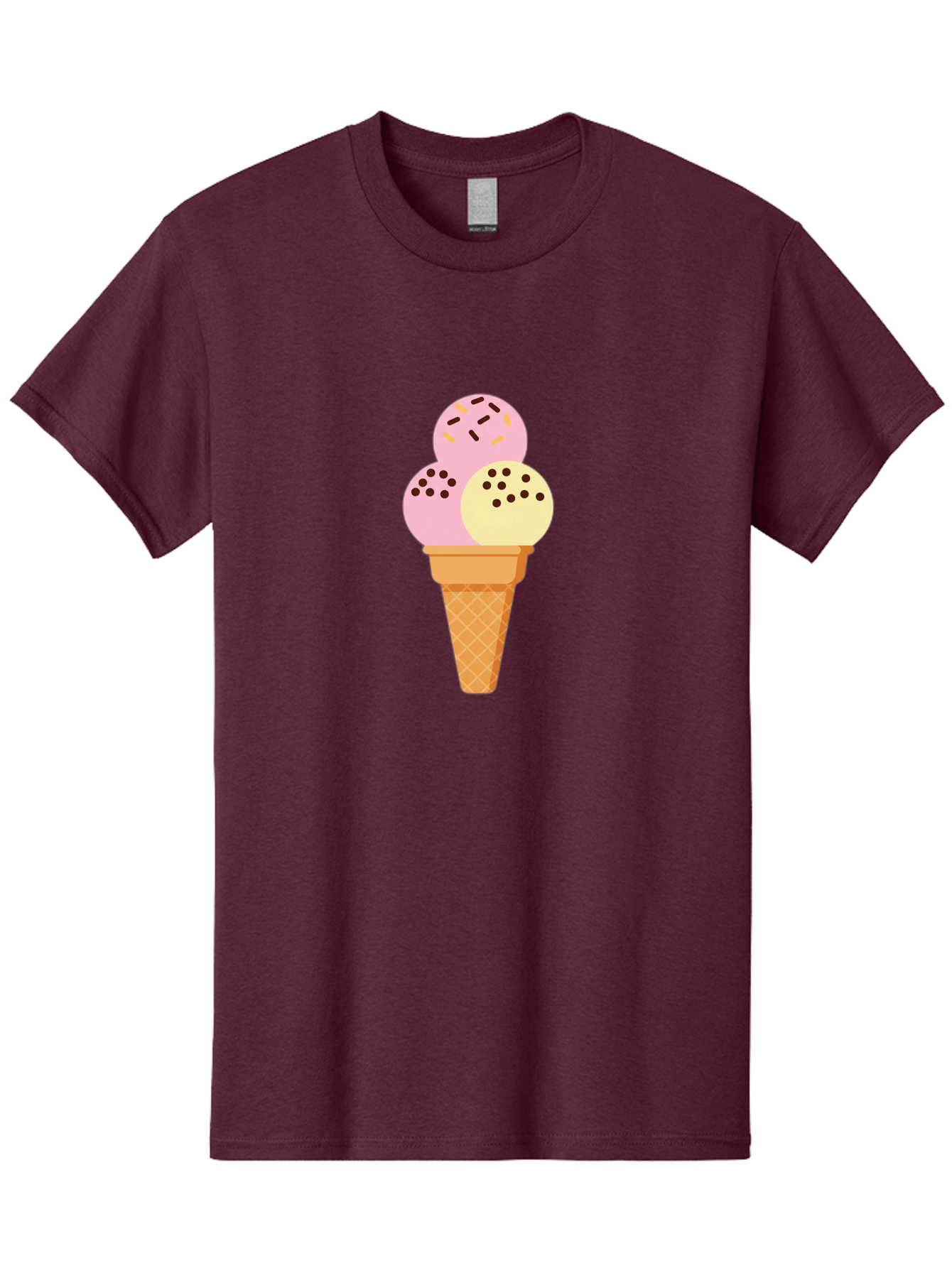 Ice-Cream-Cone-15 Men'S Graphic Tee, 100% Cotton, Comfortable Casual Summer Wear, Machine Washable, Ice Cream Cone, Three Scoops, Pink And Yellow Ice Cream, Chocolate Chips, Sprinkles, Frozen Dessert, Sweet Treat, Dessert Lover, Baa860 25
