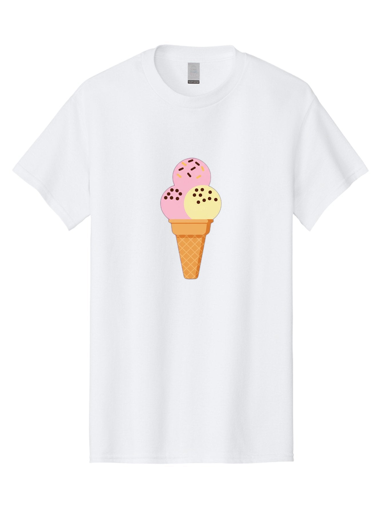 Ice-Cream-Cone-15 Men'S Graphic Tee, 100% Cotton, Comfortable Casual Summer Wear, Machine Washable, Ice Cream Cone, Three Scoops, Pink And Yellow Ice Cream, Chocolate Chips, Sprinkles, Frozen Dessert, Sweet Treat, Dessert Lover, Baa860 13