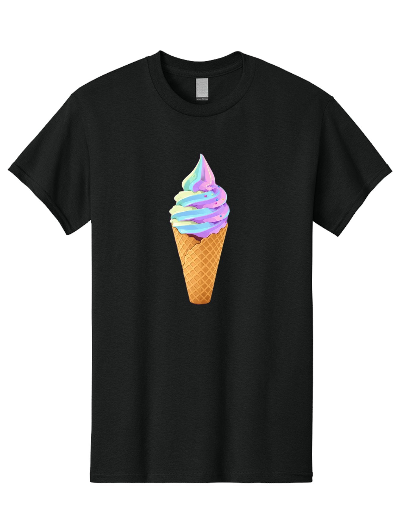 Ice-Cream-Cone-17 Men'S Graphic Tee, 100% Cotton, Comfortable Casual Summer Wear, Machine Washable, Soft Serve Ice Cream, Pastel Colors, Sprinkles, Waffle Cone, Sweet Treats, Dessert, Colorful, Summer Vibes Baa862