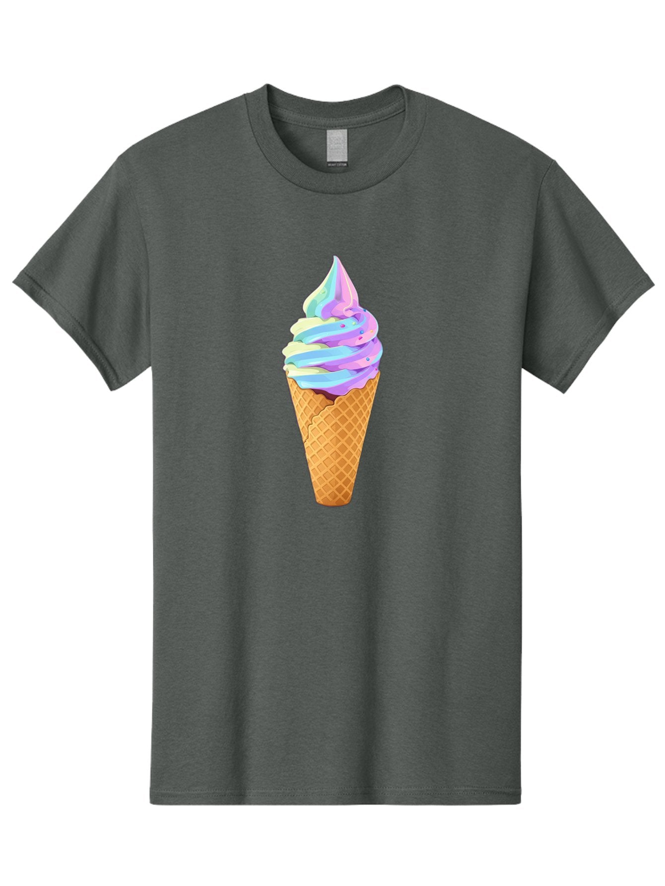 Ice-Cream-Cone-17 Men'S Graphic Tee, 100% Cotton, Comfortable Casual Summer Wear, Machine Washable, Soft Serve Ice Cream, Pastel Colors, Sprinkles, Waffle Cone, Sweet Treats, Dessert, Colorful, Summer Vibes Baa862 12