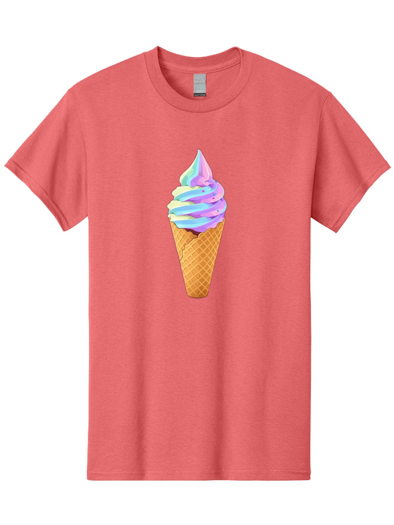 Ice-Cream-Cone-17 Men'S Graphic Tee, 100% Cotton, Comfortable Casual Summer Wear, Machine Washable, Soft Serve Ice Cream, Pastel Colors, Sprinkles, Waffle Cone, Sweet Treats, Dessert, Colorful, Summer Vibes Baa862 15