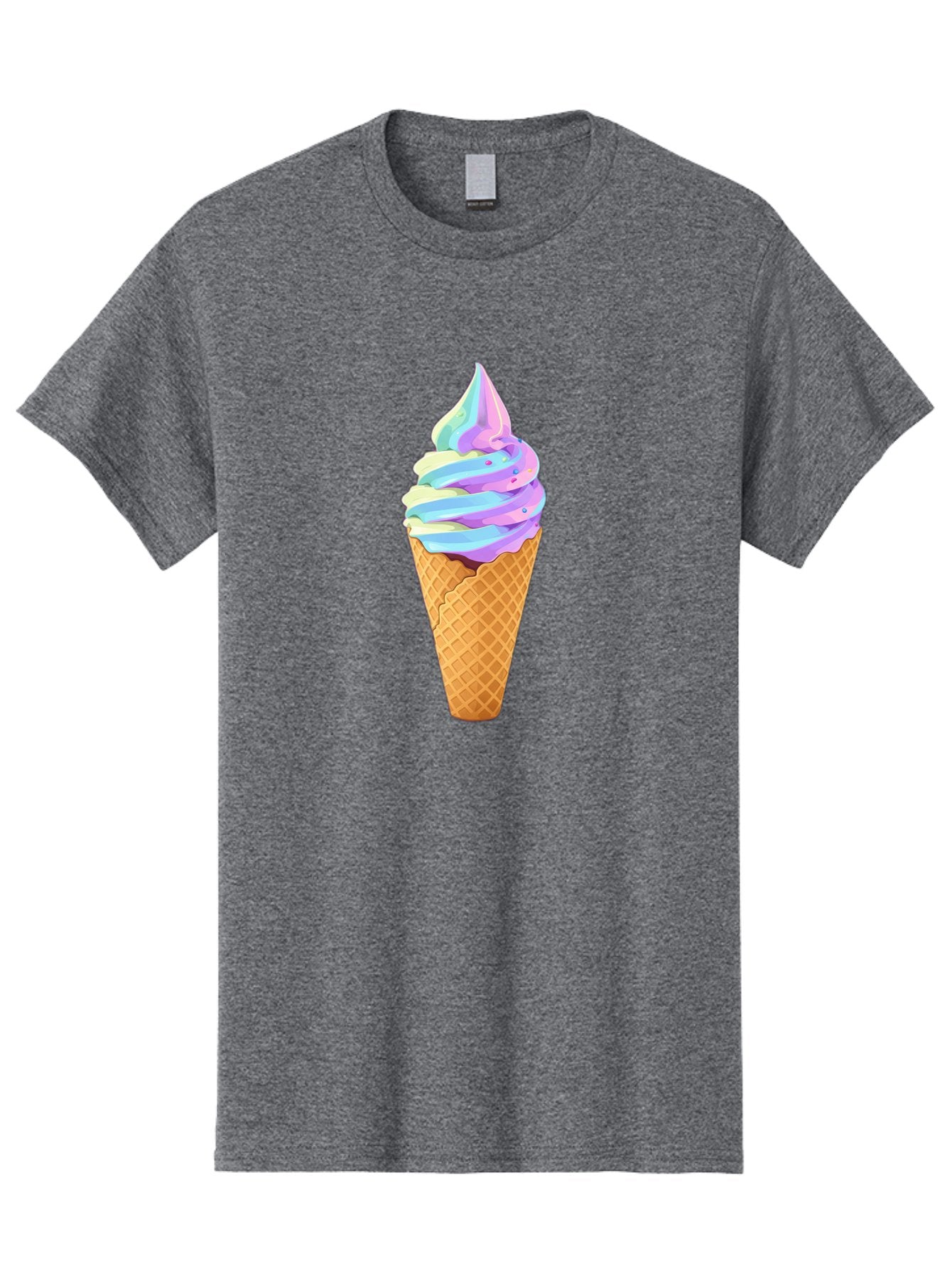 Ice-Cream-Cone-17 Men'S Graphic Tee, 100% Cotton, Comfortable Casual Summer Wear, Machine Washable, Soft Serve Ice Cream, Pastel Colors, Sprinkles, Waffle Cone, Sweet Treats, Dessert, Colorful, Summer Vibes Baa862 5