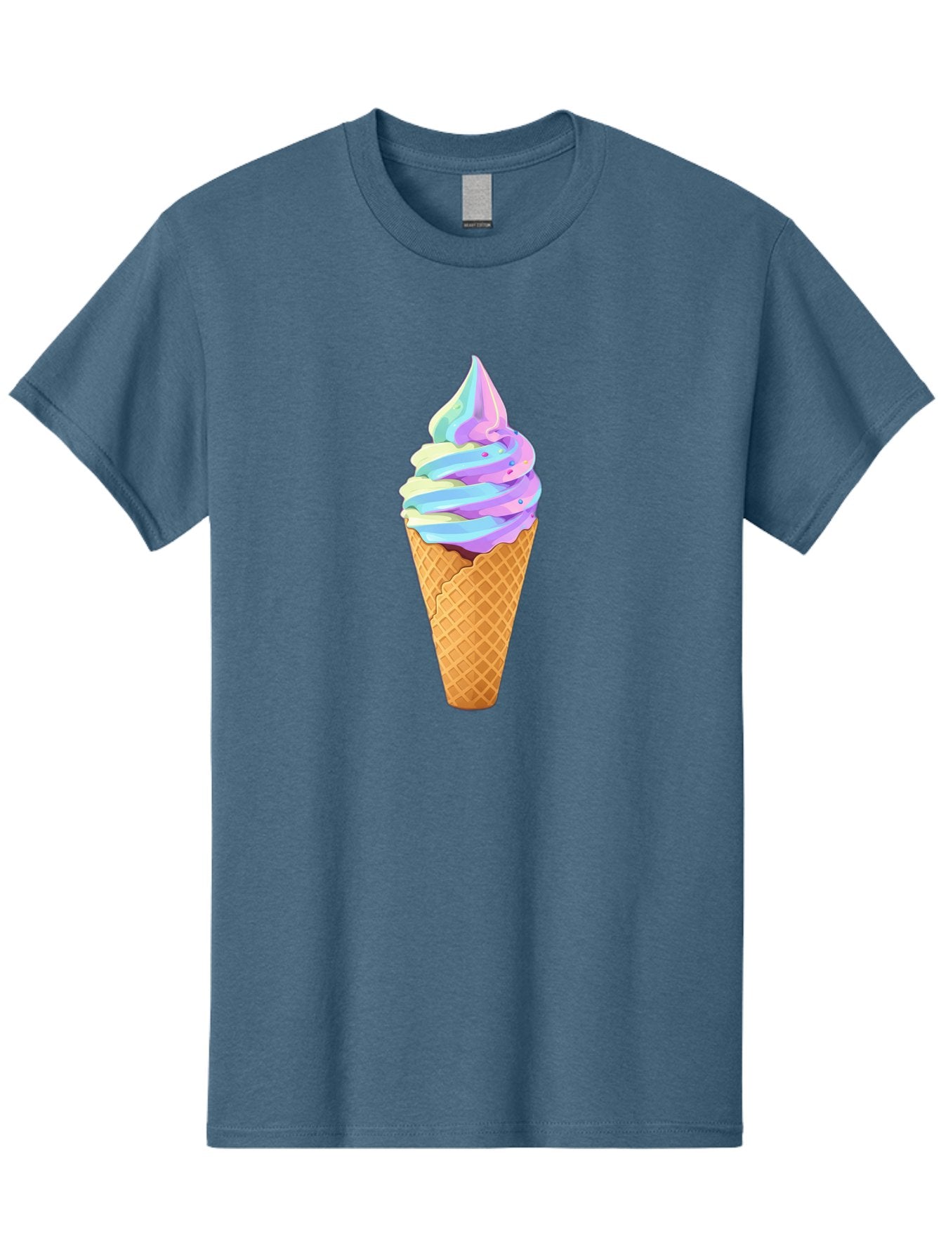Ice-Cream-Cone-17 Men'S Graphic Tee, 100% Cotton, Comfortable Casual Summer Wear, Machine Washable, Soft Serve Ice Cream, Pastel Colors, Sprinkles, Waffle Cone, Sweet Treats, Dessert, Colorful, Summer Vibes Baa862 6