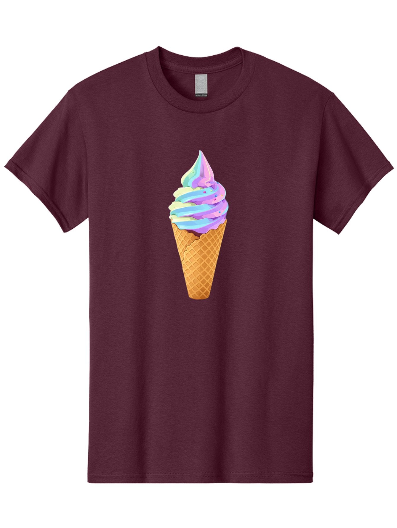 Ice-Cream-Cone-17 Men'S Graphic Tee, 100% Cotton, Comfortable Casual Summer Wear, Machine Washable, Soft Serve Ice Cream, Pastel Colors, Sprinkles, Waffle Cone, Sweet Treats, Dessert, Colorful, Summer Vibes Baa862 13