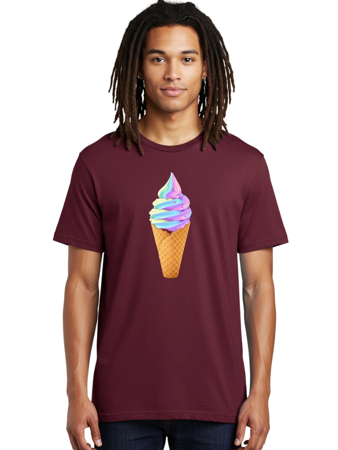 Ice-Cream-Cone-17 Men'S Graphic Tee, 100% Cotton, Comfortable Casual Summer Wear, Machine Washable, Soft Serve Ice Cream, Pastel Colors, Sprinkles, Waffle Cone, Sweet Treats, Dessert, Colorful, Summer Vibes Baa862 20