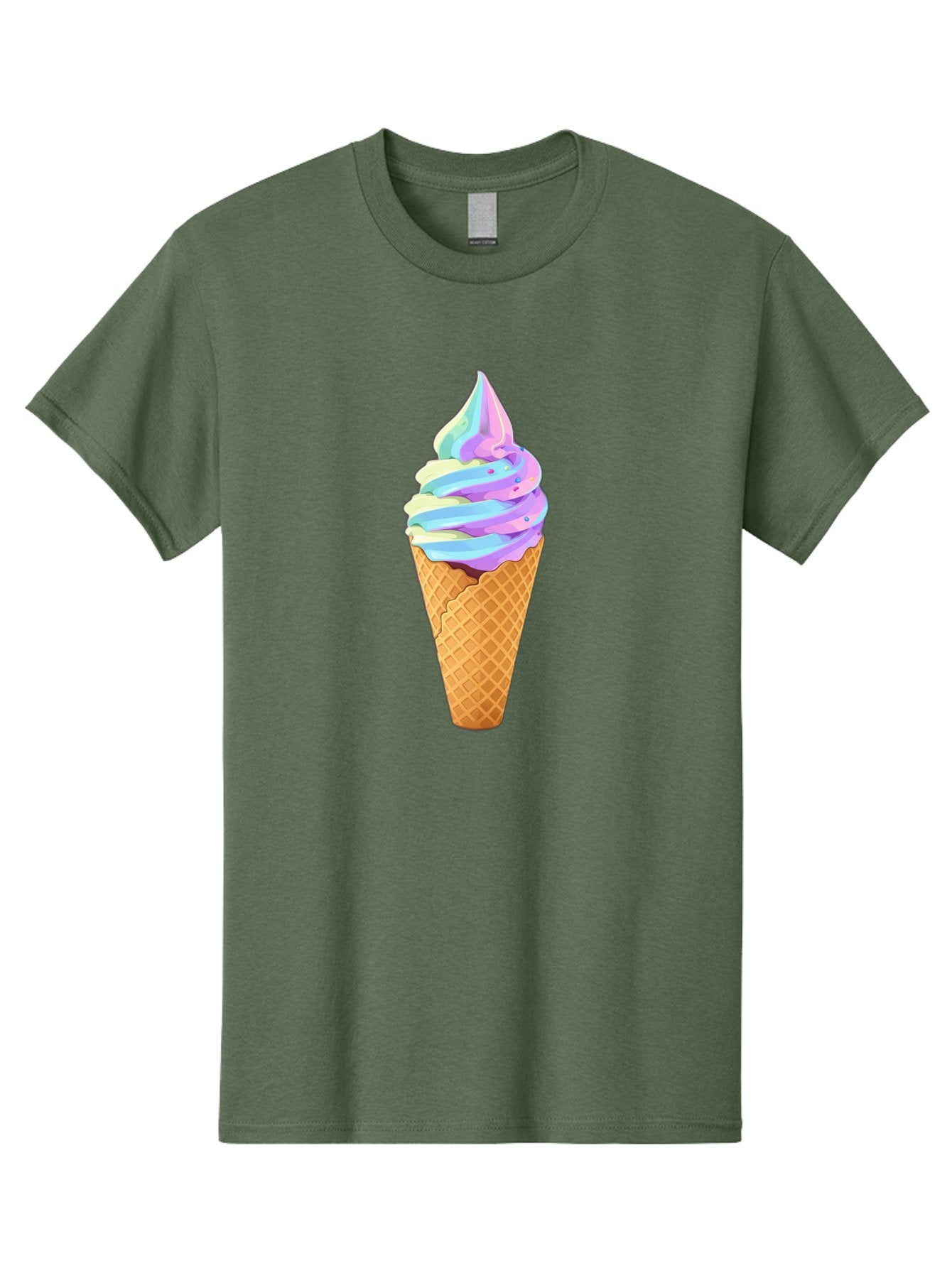 Ice-Cream-Cone-17 Men'S Graphic Tee, 100% Cotton, Comfortable Casual Summer Wear, Machine Washable, Soft Serve Ice Cream, Pastel Colors, Sprinkles, Waffle Cone, Sweet Treats, Dessert, Colorful, Summer Vibes Baa862 4