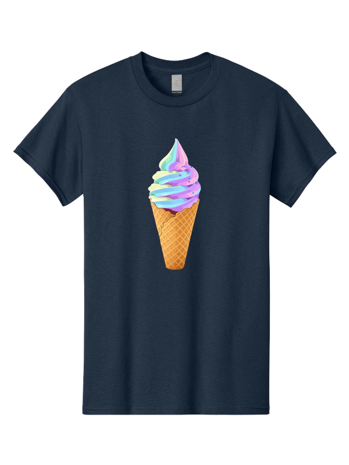 Ice-Cream-Cone-17 Men'S Graphic Tee, 100% Cotton, Comfortable Casual Summer Wear, Machine Washable, Soft Serve Ice Cream, Pastel Colors, Sprinkles, Waffle Cone, Sweet Treats, Dessert, Colorful, Summer Vibes Baa862 10