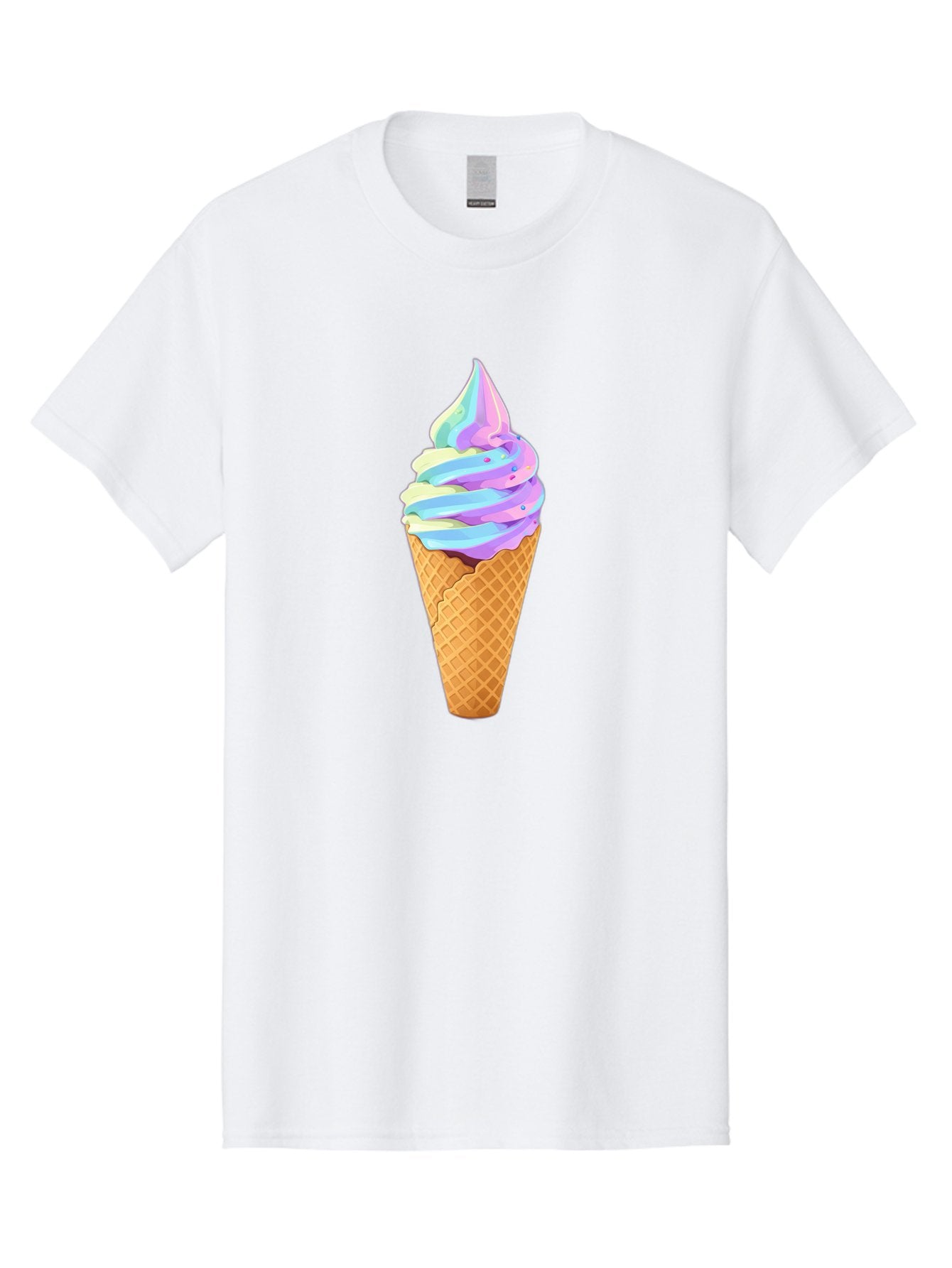 Ice-Cream-Cone-17 Men'S Graphic Tee, 100% Cotton, Comfortable Casual Summer Wear, Machine Washable, Soft Serve Ice Cream, Pastel Colors, Sprinkles, Waffle Cone, Sweet Treats, Dessert, Colorful, Summer Vibes Baa862 3