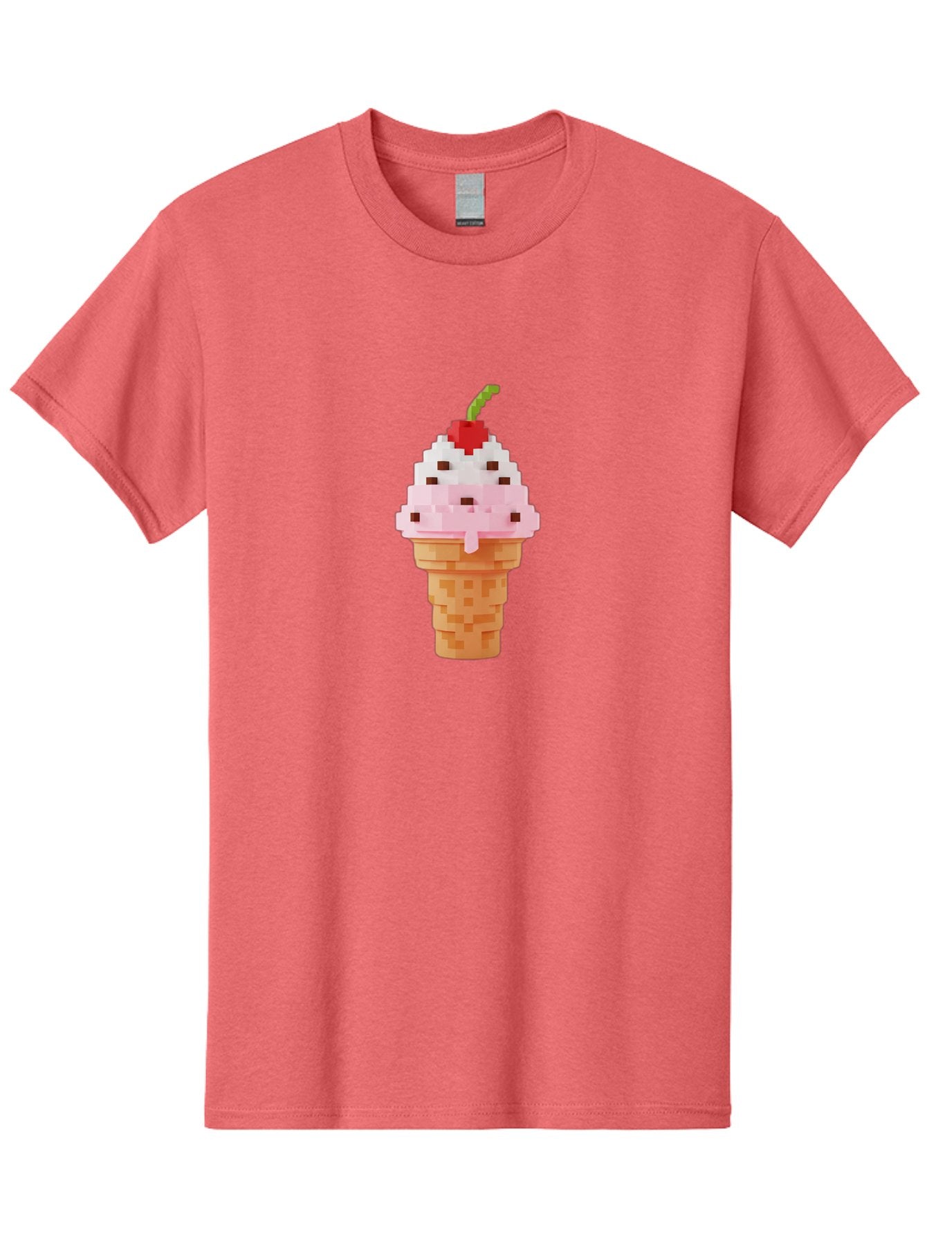 Ice-Cream-Cone-3 Men'S Graphic Tee, 100% Cotton, Comfortable Casual Summer Wear, Machine Washable, Pixel Art Ice Cream, Strawberry Ice Cream Cone, Chocolate Chips, Melting Ice Cream, Pixelated Dessert, Sweet Treat, Digital Art, Pixel Graphics, Baa864 10