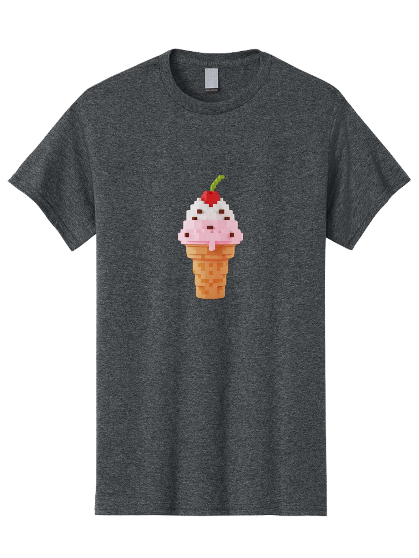 Ice-Cream-Cone-3 Men'S Graphic Tee, 100% Cotton, Comfortable Casual Summer Wear, Machine Washable, Pixel Art Ice Cream, Strawberry Ice Cream Cone, Chocolate Chips, Melting Ice Cream, Pixelated Dessert, Sweet Treat, Digital Art, Pixel Graphics, Baa864 11