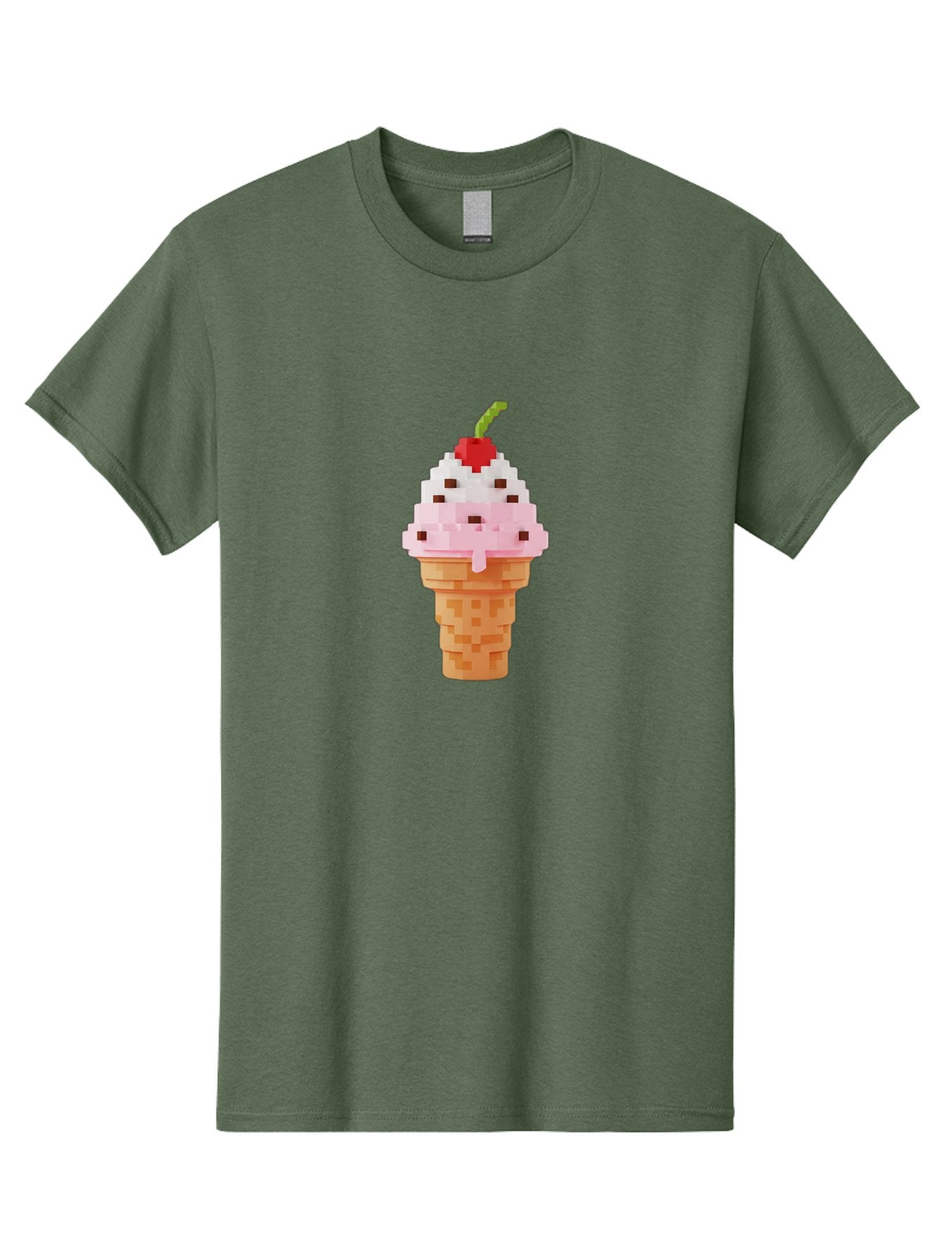 Ice-Cream-Cone-3 Men'S Graphic Tee, 100% Cotton, Comfortable Casual Summer Wear, Machine Washable, Pixel Art Ice Cream, Strawberry Ice Cream Cone, Chocolate Chips, Melting Ice Cream, Pixelated Dessert, Sweet Treat, Digital Art, Pixel Graphics, Baa864 7