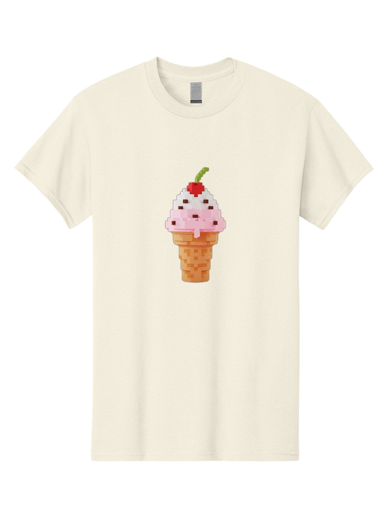 Ice-Cream-Cone-3 Men'S Graphic Tee, 100% Cotton, Comfortable Casual Summer Wear, Machine Washable, Pixel Art Ice Cream, Strawberry Ice Cream Cone, Chocolate Chips, Melting Ice Cream, Pixelated Dessert, Sweet Treat, Digital Art, Pixel Graphics, Baa864 15