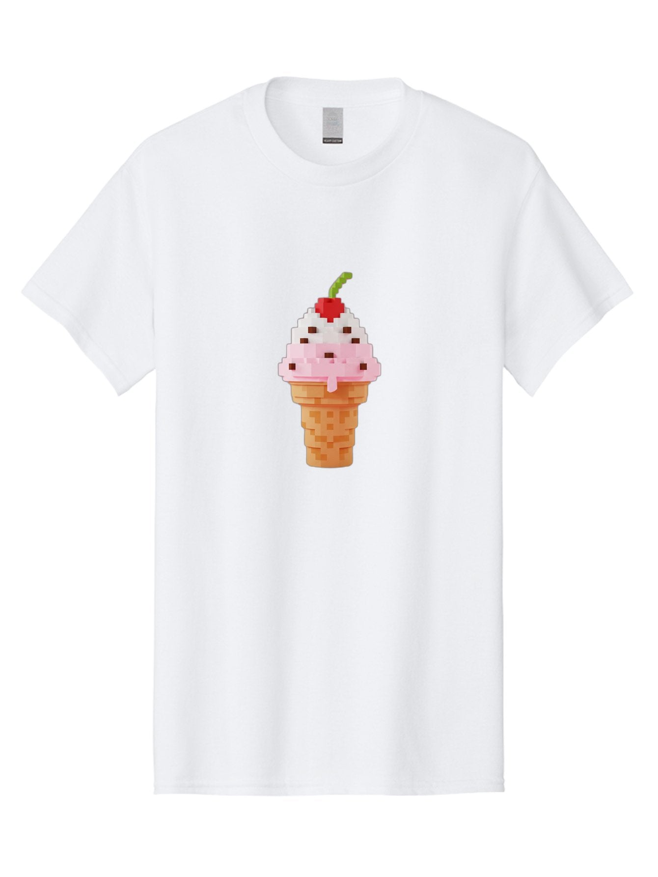 Ice-Cream-Cone-3 Men'S Graphic Tee, 100% Cotton, Comfortable Casual Summer Wear, Machine Washable, Pixel Art Ice Cream, Strawberry Ice Cream Cone, Chocolate Chips, Melting Ice Cream, Pixelated Dessert, Sweet Treat, Digital Art, Pixel Graphics, Baa864 14