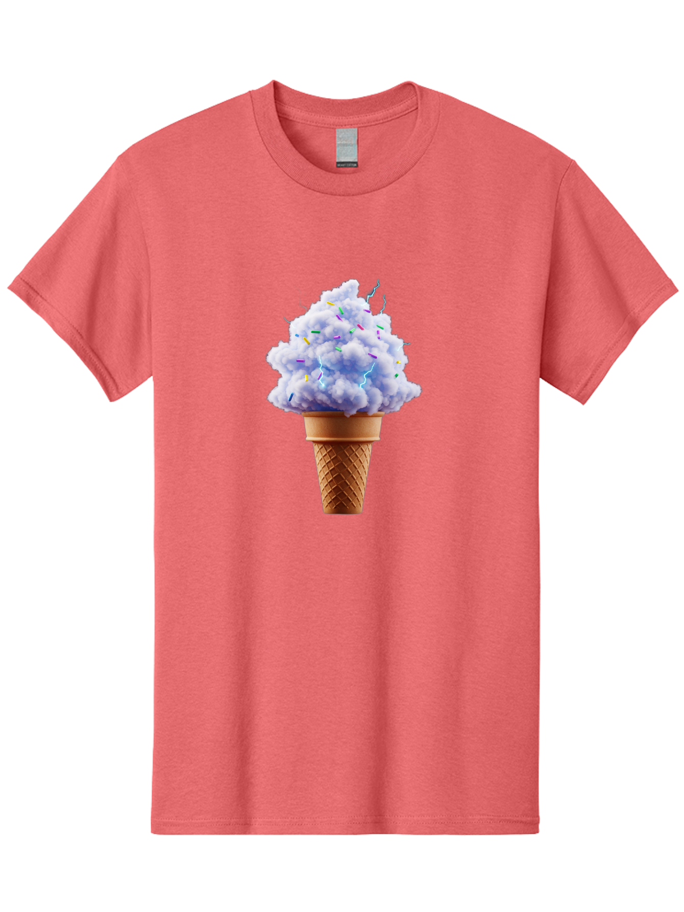 Ice-Cream-Cone-4 Men'S Graphic Tee, 100% Cotton, Comfortable Casual Summer Wear, Machine Washable, Ice Cream Cone, Pastel Colors, Colorful Sprinkles, Fluffy Texture, Sweet Treat, Desserts, Summer Fun, Ice Cream Lover, Creative Food Art Baa865