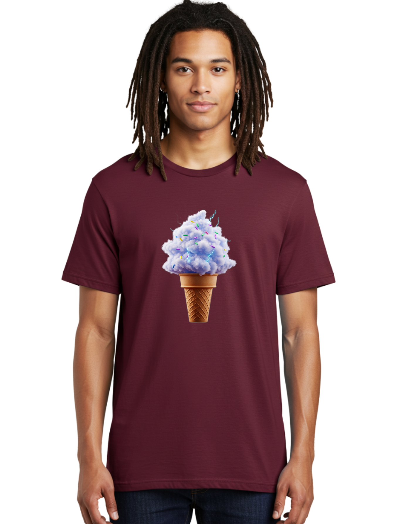 Ice-Cream-Cone-4 Men'S Graphic Tee, 100% Cotton, Comfortable Casual Summer Wear, Machine Washable, Ice Cream Cone, Pastel Colors, Colorful Sprinkles, Fluffy Texture, Sweet Treat, Desserts, Summer Fun, Ice Cream Lover, Creative Food Art Baa865 18