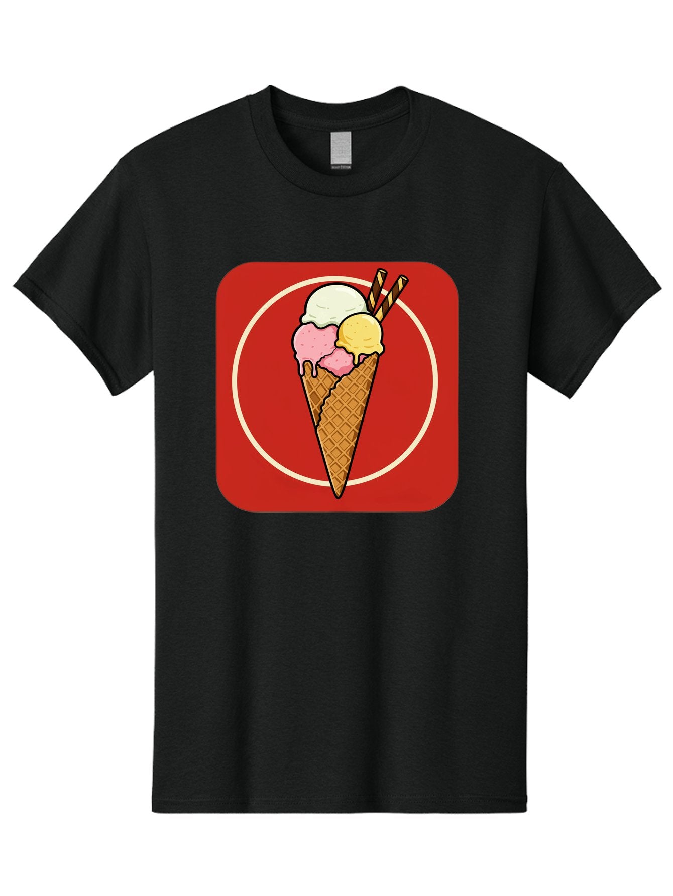 Ice-Cream-Cone-7 Men'S Graphic Tee, 100% Cotton, Comfortable Casual Summer Wear, Machine Washable, Ice Cream Cone, Three Scoops, Waffle Cone, Dessert, Sweet Treats, Colorful Illustration, Ice Cream Lovers, Tasty Delights Baa868 13