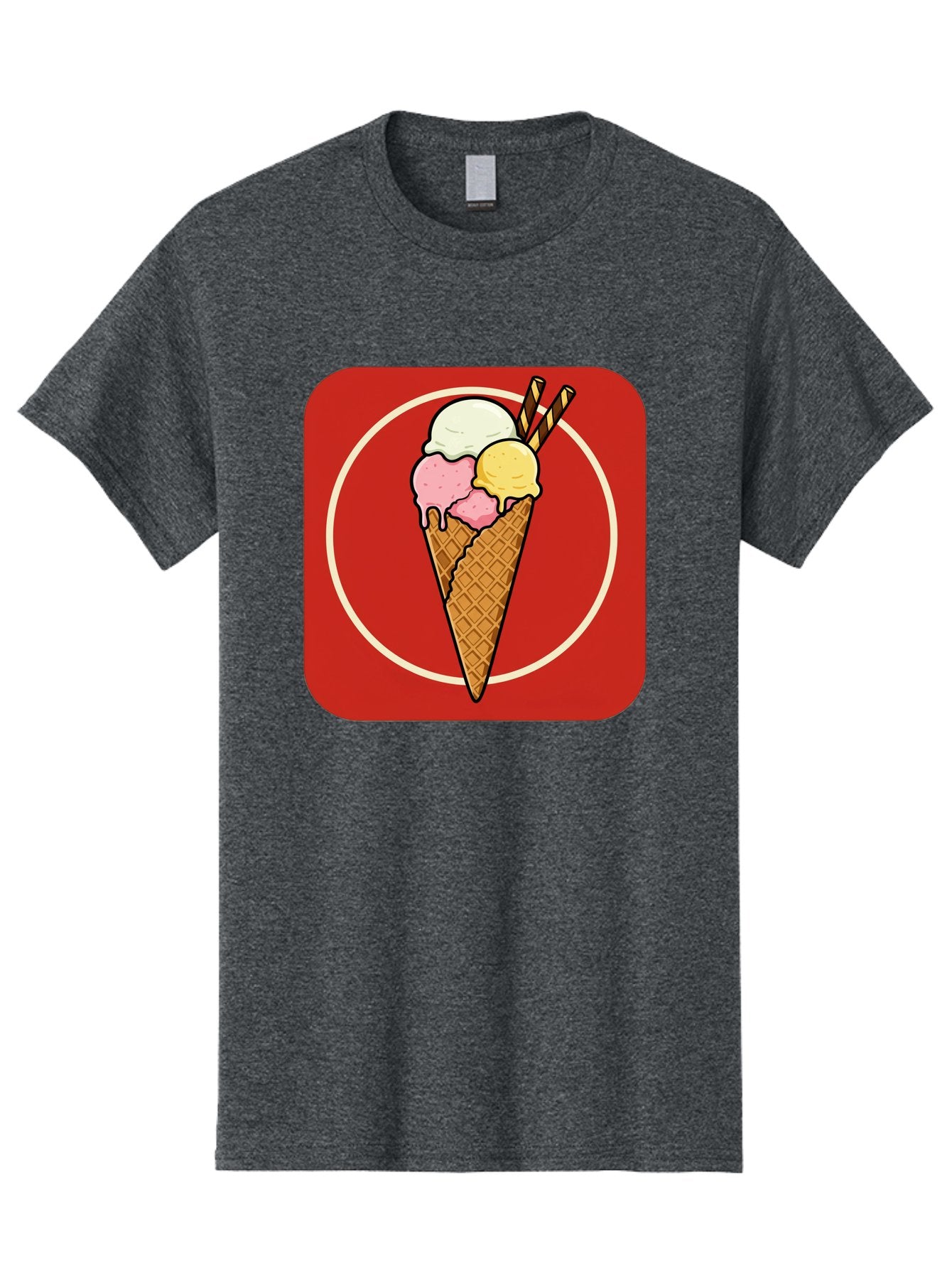 Ice-Cream-Cone-7 Men'S Graphic Tee, 100% Cotton, Comfortable Casual Summer Wear, Machine Washable, Ice Cream Cone, Three Scoops, Waffle Cone, Dessert, Sweet Treats, Colorful Illustration, Ice Cream Lovers, Tasty Delights Baa868 15
