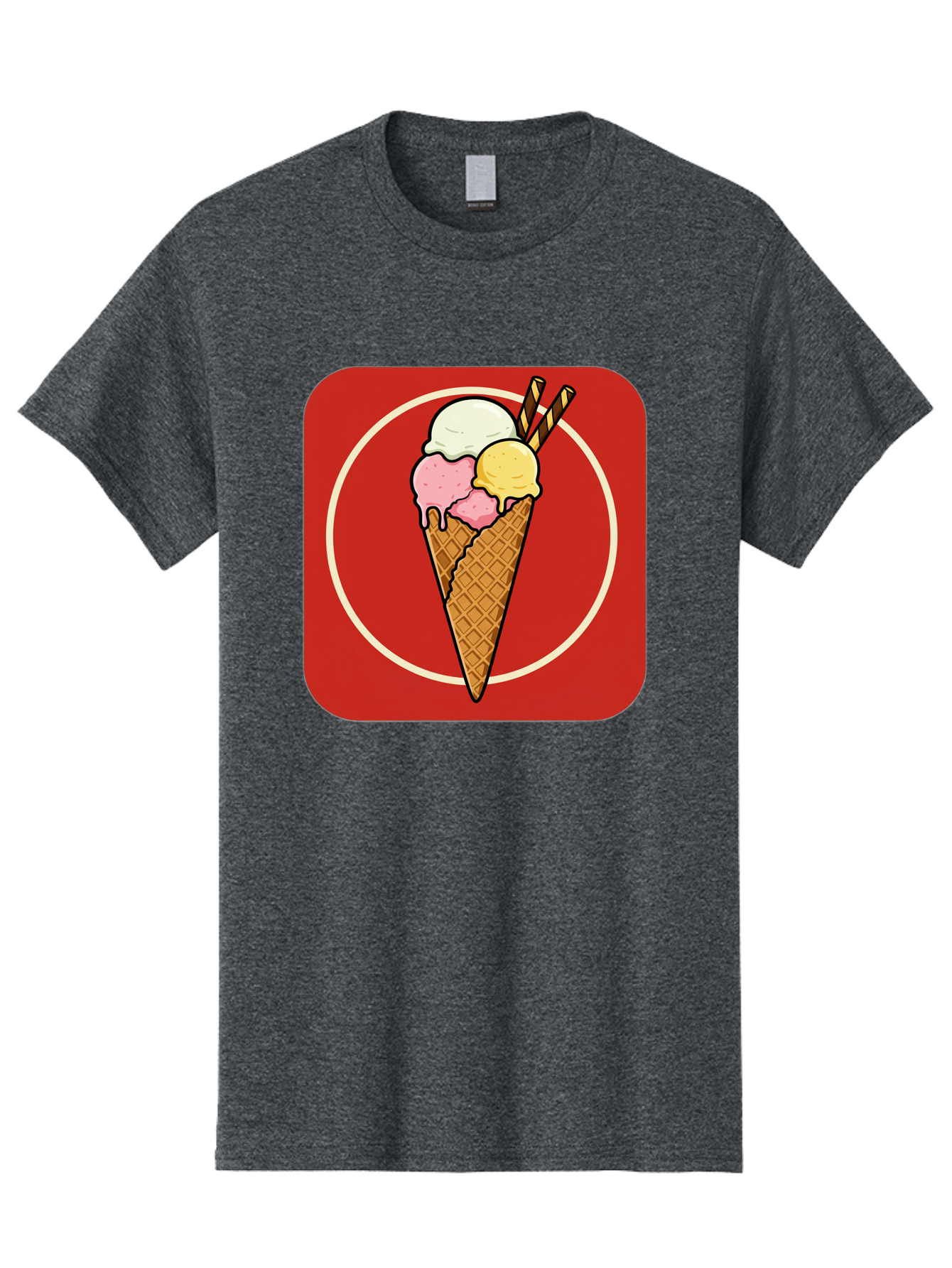 Ice-Cream-Cone-7 Men'S Graphic Tee, 100% Cotton, Comfortable Casual Summer Wear, Machine Washable, Ice Cream Cone, Three Scoops, Waffle Cone, Dessert, Sweet Treats, Colorful Illustration, Ice Cream Lovers, Tasty Delights Baa868