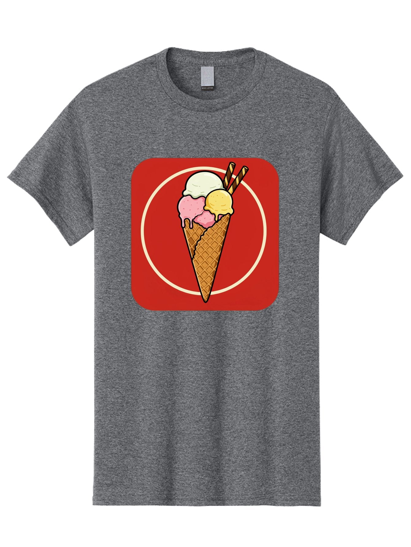Ice-Cream-Cone-7 Men'S Graphic Tee, 100% Cotton, Comfortable Casual Summer Wear, Machine Washable, Ice Cream Cone, Three Scoops, Waffle Cone, Dessert, Sweet Treats, Colorful Illustration, Ice Cream Lovers, Tasty Delights Baa868 12