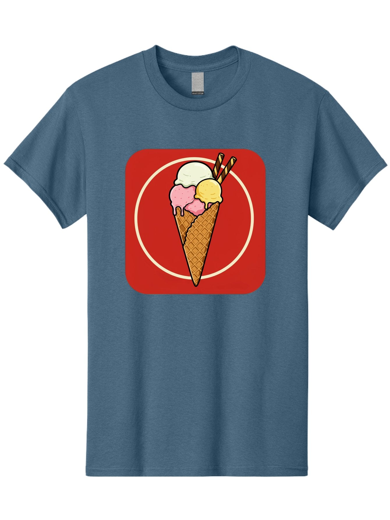 Ice-Cream-Cone-7 Men'S Graphic Tee, 100% Cotton, Comfortable Casual Summer Wear, Machine Washable, Ice Cream Cone, Three Scoops, Waffle Cone, Dessert, Sweet Treats, Colorful Illustration, Ice Cream Lovers, Tasty Delights Baa868 6