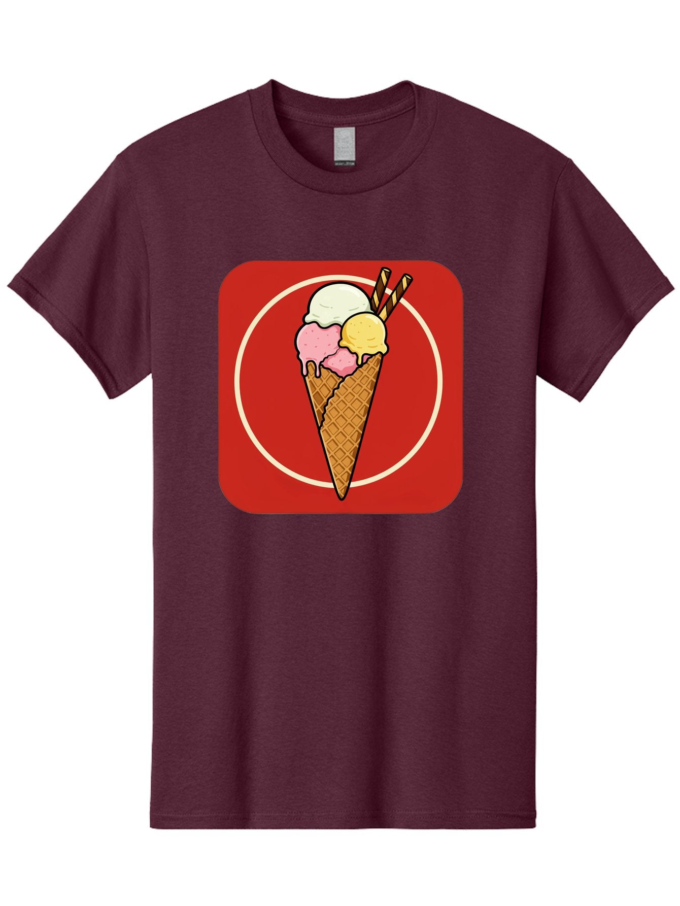 Ice-Cream-Cone-7 Men'S Graphic Tee, 100% Cotton, Comfortable Casual Summer Wear, Machine Washable, Ice Cream Cone, Three Scoops, Waffle Cone, Dessert, Sweet Treats, Colorful Illustration, Ice Cream Lovers, Tasty Delights Baa868 8