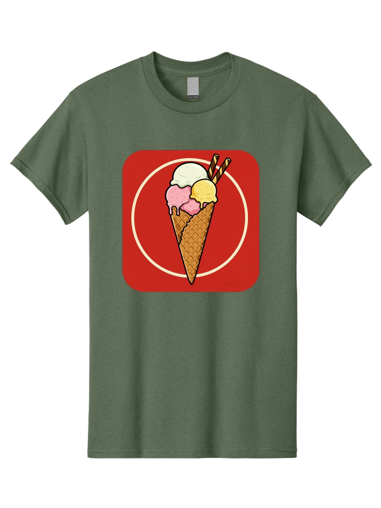 Ice-Cream-Cone-7 Men'S Graphic Tee, 100% Cotton, Comfortable Casual Summer Wear, Machine Washable, Ice Cream Cone, Three Scoops, Waffle Cone, Dessert, Sweet Treats, Colorful Illustration, Ice Cream Lovers, Tasty Delights Baa868 5