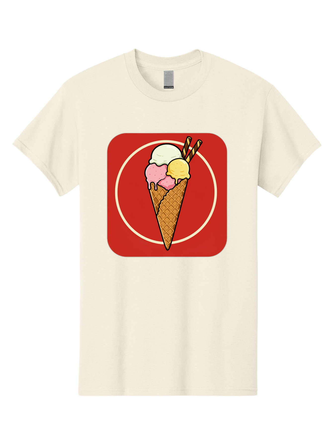 Ice-Cream-Cone-7 Men'S Graphic Tee, 100% Cotton, Comfortable Casual Summer Wear, Machine Washable, Ice Cream Cone, Three Scoops, Waffle Cone, Dessert, Sweet Treats, Colorful Illustration, Ice Cream Lovers, Tasty Delights Baa868 23
