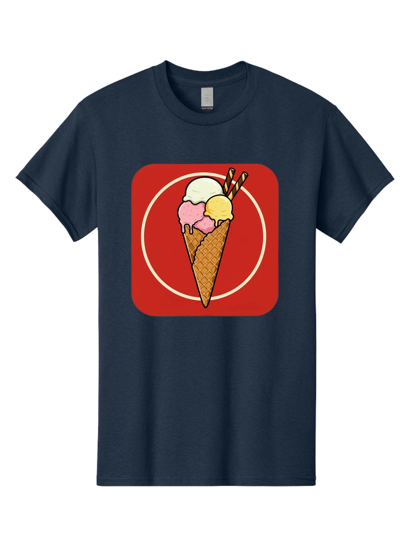 Ice-Cream-Cone-7 Men'S Graphic Tee, 100% Cotton, Comfortable Casual Summer Wear, Machine Washable, Ice Cream Cone, Three Scoops, Waffle Cone, Dessert, Sweet Treats, Colorful Illustration, Ice Cream Lovers, Tasty Delights Baa868 7