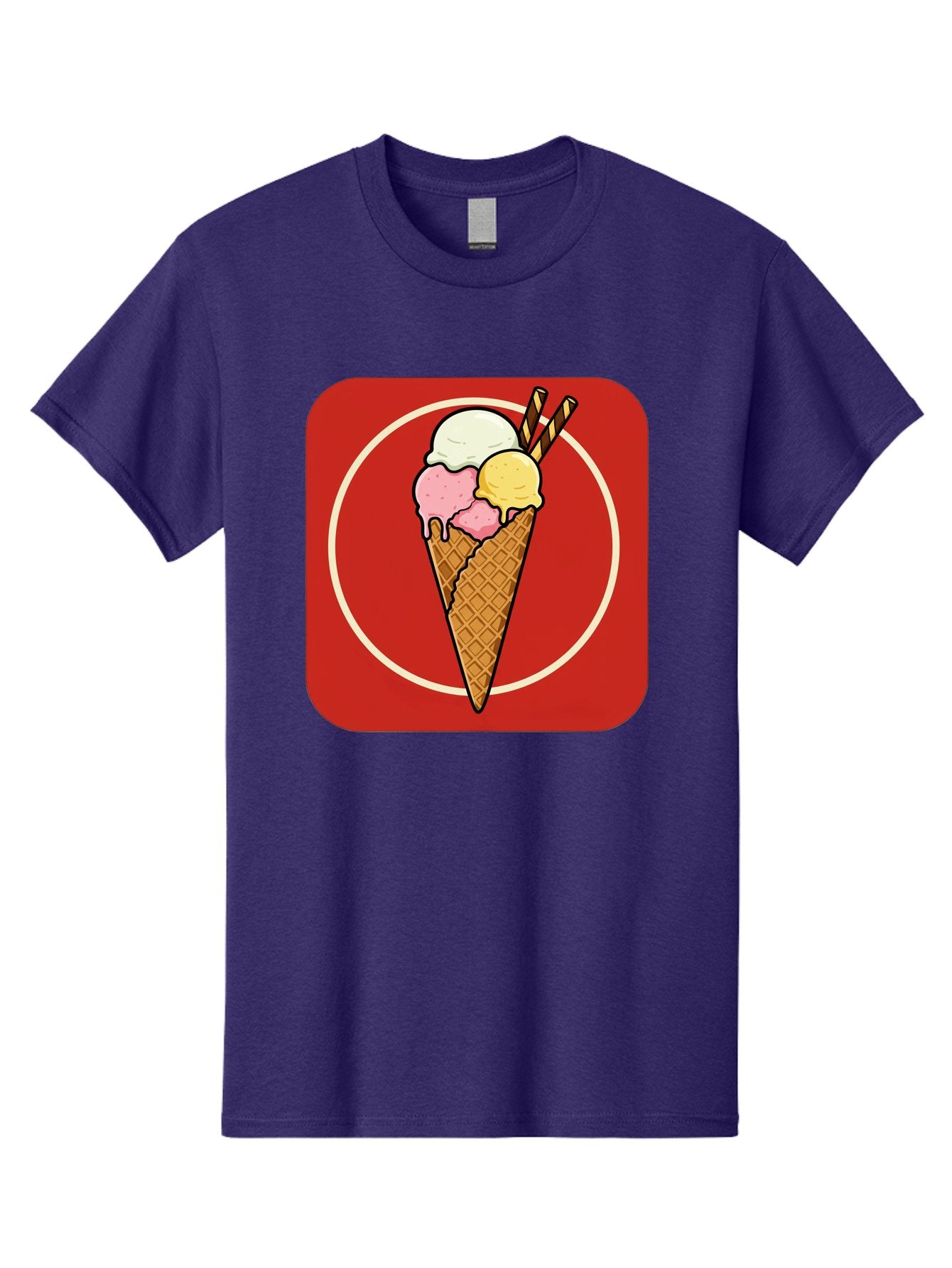 Ice-Cream-Cone-7 Men'S Graphic Tee, 100% Cotton, Comfortable Casual Summer Wear, Machine Washable, Ice Cream Cone, Three Scoops, Waffle Cone, Dessert, Sweet Treats, Colorful Illustration, Ice Cream Lovers, Tasty Delights Baa868 10
