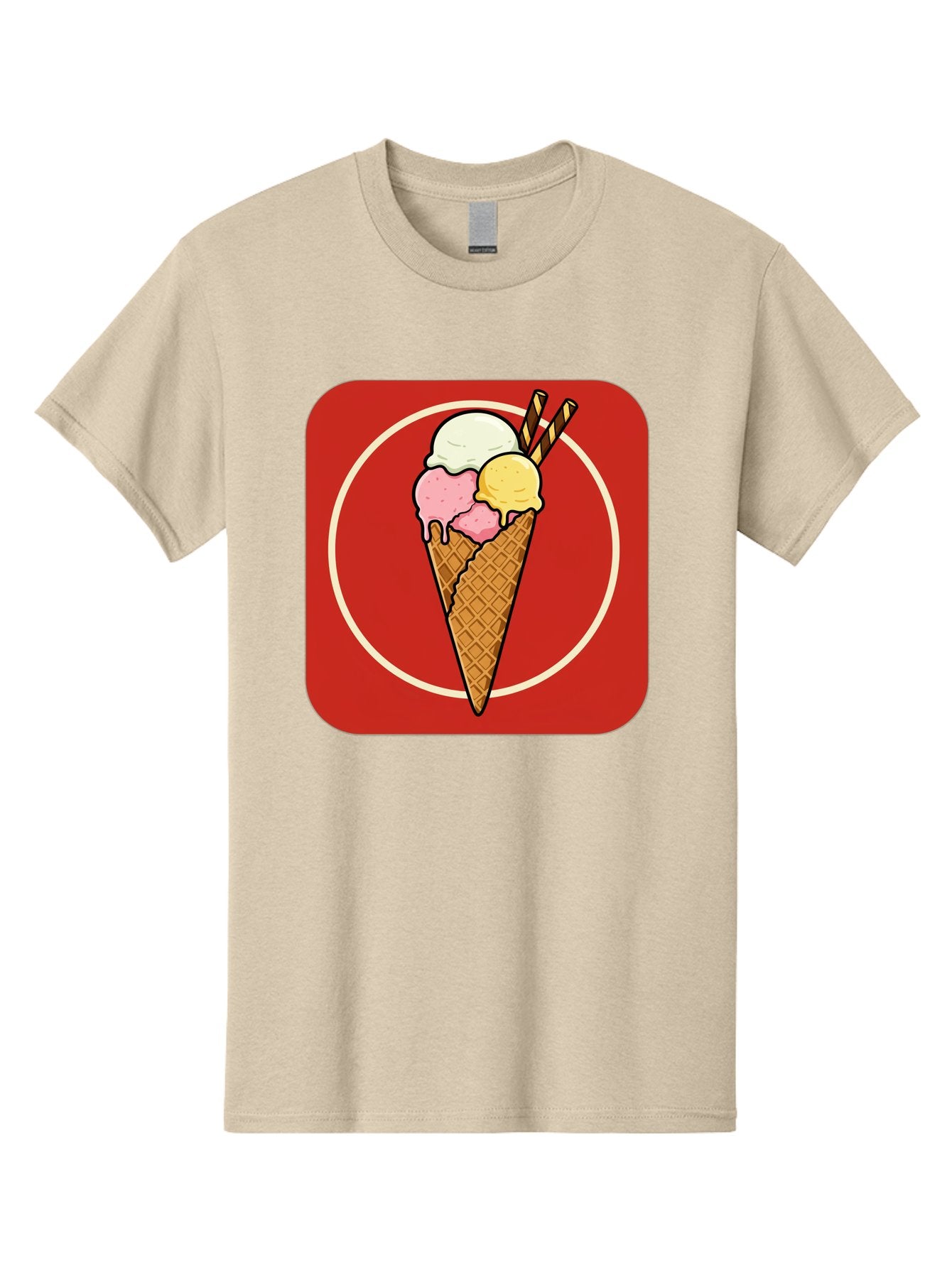 Ice-Cream-Cone-7 Men'S Graphic Tee, 100% Cotton, Comfortable Casual Summer Wear, Machine Washable, Ice Cream Cone, Three Scoops, Waffle Cone, Dessert, Sweet Treats, Colorful Illustration, Ice Cream Lovers, Tasty Delights Baa868 9