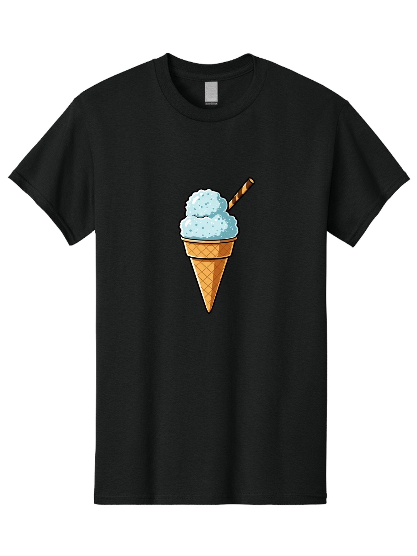 Ice-Cream-Cone-8 Men'S Graphic Tee, 100% Cotton, Comfortable Casual Summer Wear, Machine Washable, Blue Ice Cream, Waffle Cone, Striped Straw, Cartoon Style, Sweet Treat, Frozen Dessert, Summer Snack, Ice Cream Lover Baa869 10