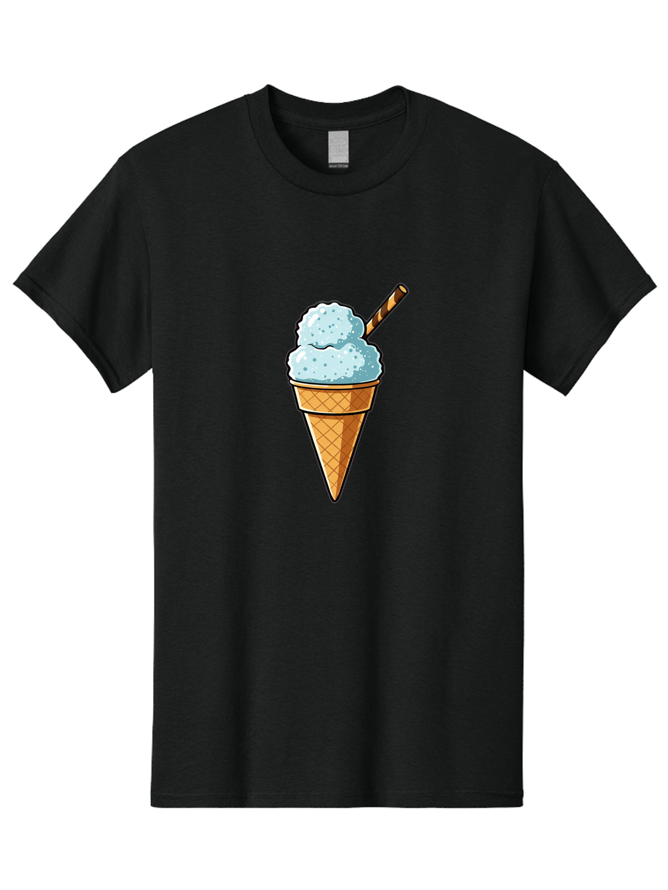 Ice-Cream-Cone-8 Men'S Graphic Tee, 100% Cotton, Comfortable Casual Summer Wear, Machine Washable, Blue Ice Cream, Waffle Cone, Striped Straw, Cartoon Style, Sweet Treat, Frozen Dessert, Summer Snack, Ice Cream Lover Baa869 27