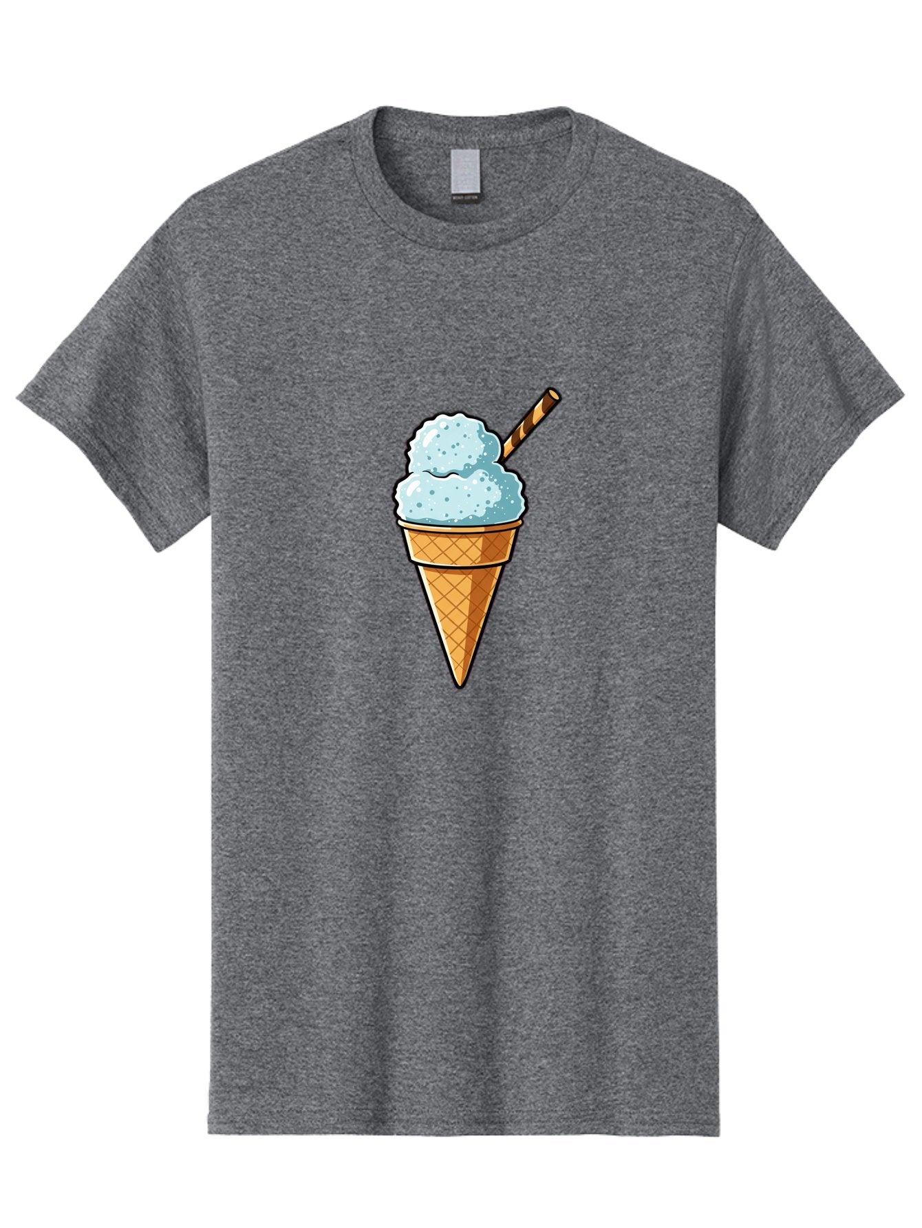 Ice-Cream-Cone-8 Men'S Graphic Tee, 100% Cotton, Comfortable Casual Summer Wear, Machine Washable, Blue Ice Cream, Waffle Cone, Striped Straw, Cartoon Style, Sweet Treat, Frozen Dessert, Summer Snack, Ice Cream Lover Baa869