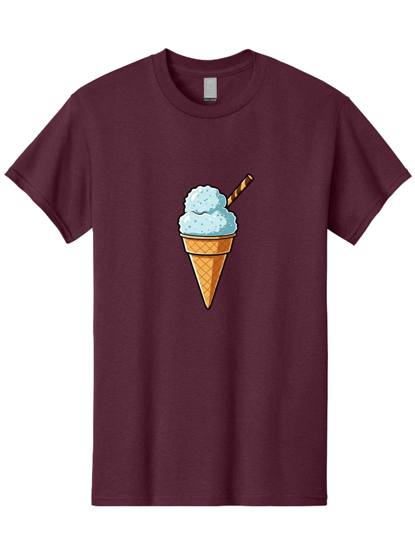 Ice-Cream-Cone-8 Men'S Graphic Tee, 100% Cotton, Comfortable Casual Summer Wear, Machine Washable, Blue Ice Cream, Waffle Cone, Striped Straw, Cartoon Style, Sweet Treat, Frozen Dessert, Summer Snack, Ice Cream Lover Baa869 5
