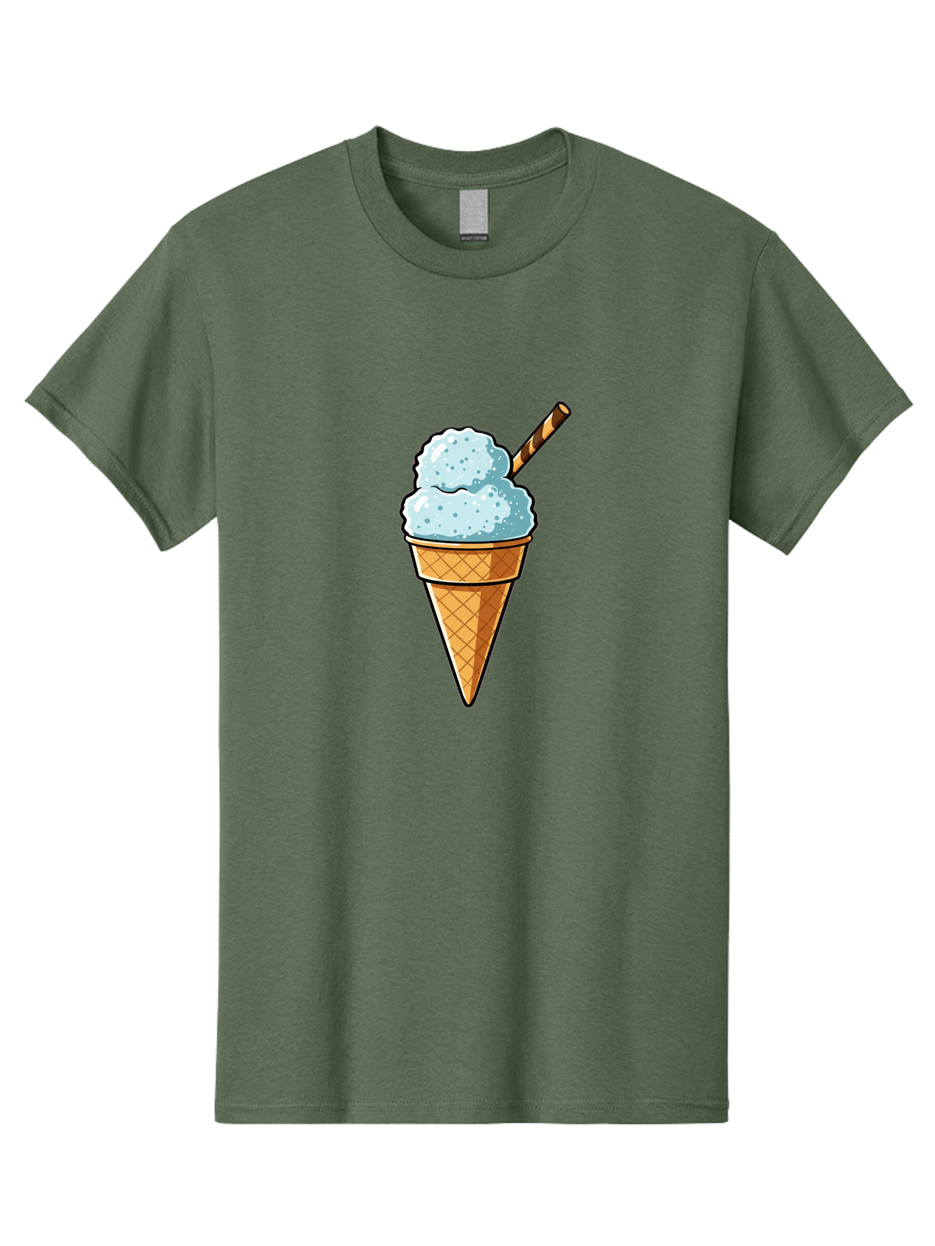 Ice-Cream-Cone-8 Men'S Graphic Tee, 100% Cotton, Comfortable Casual Summer Wear, Machine Washable, Blue Ice Cream, Waffle Cone, Striped Straw, Cartoon Style, Sweet Treat, Frozen Dessert, Summer Snack, Ice Cream Lover Baa869 23