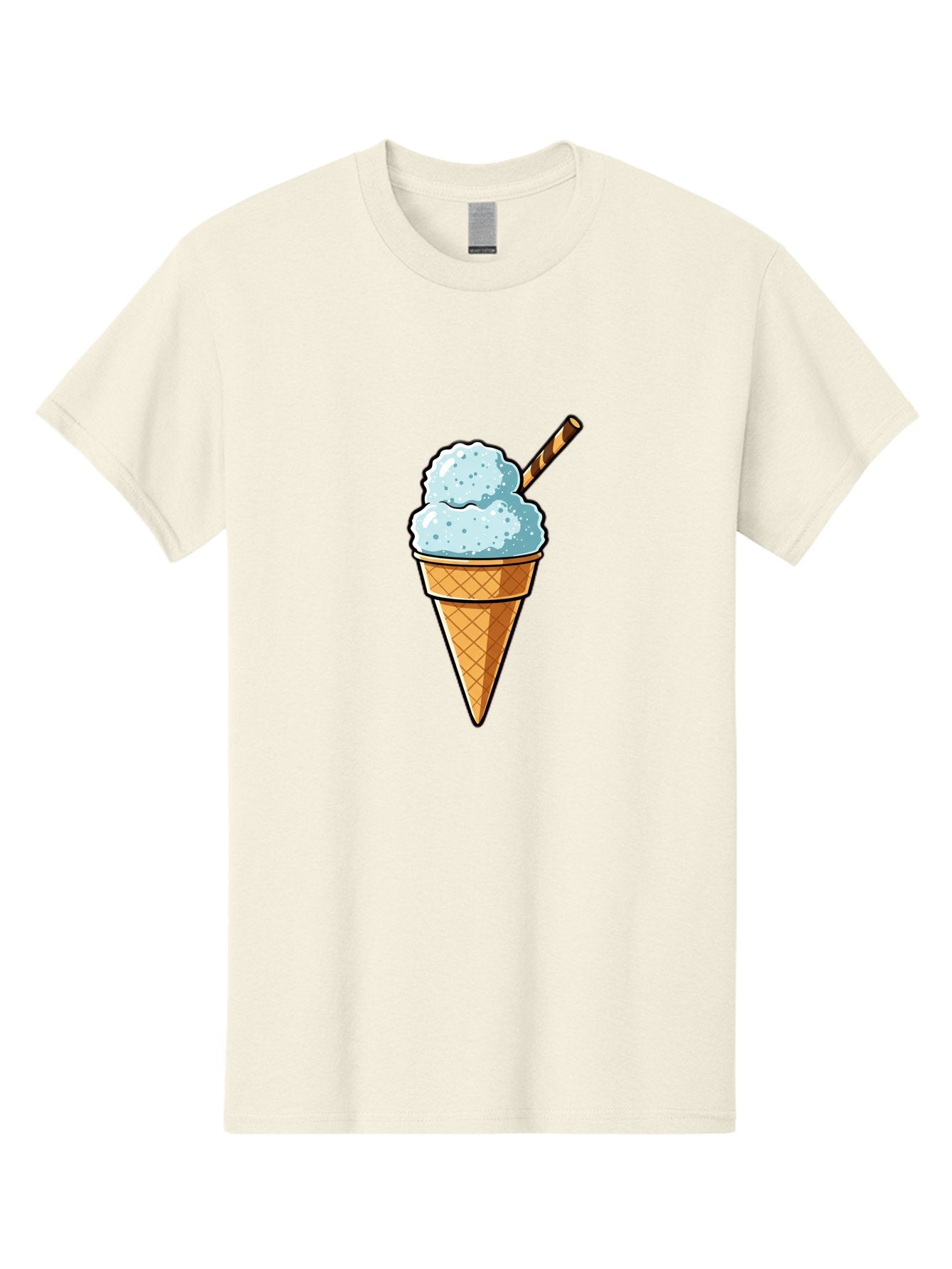 Ice-Cream-Cone-8 Men'S Graphic Tee, 100% Cotton, Comfortable Casual Summer Wear, Machine Washable, Blue Ice Cream, Waffle Cone, Striped Straw, Cartoon Style, Sweet Treat, Frozen Dessert, Summer Snack, Ice Cream Lover Baa869 3